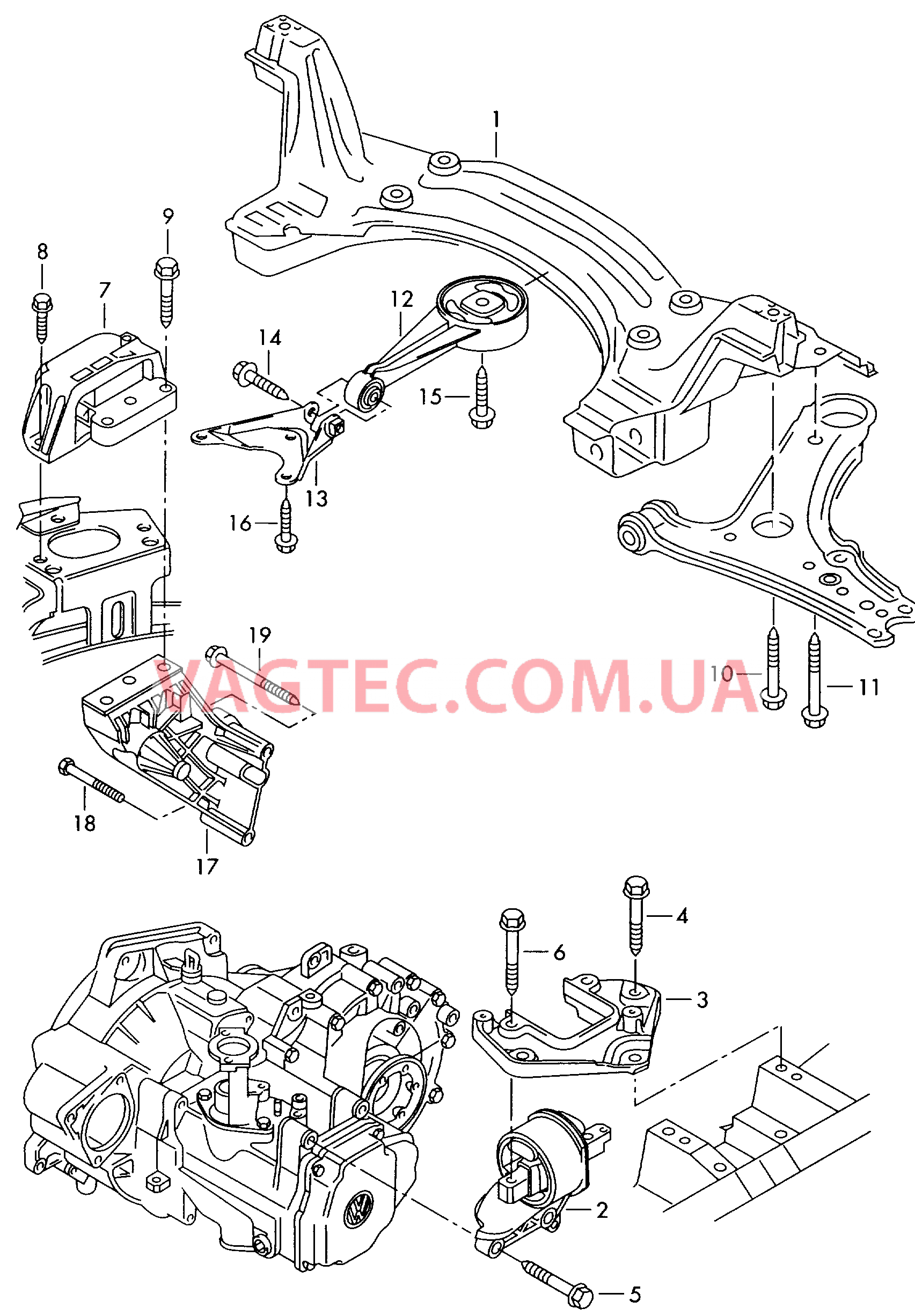 Детали крепления для двигателя и КП  для VOLKSWAGEN Polo 2000-1
