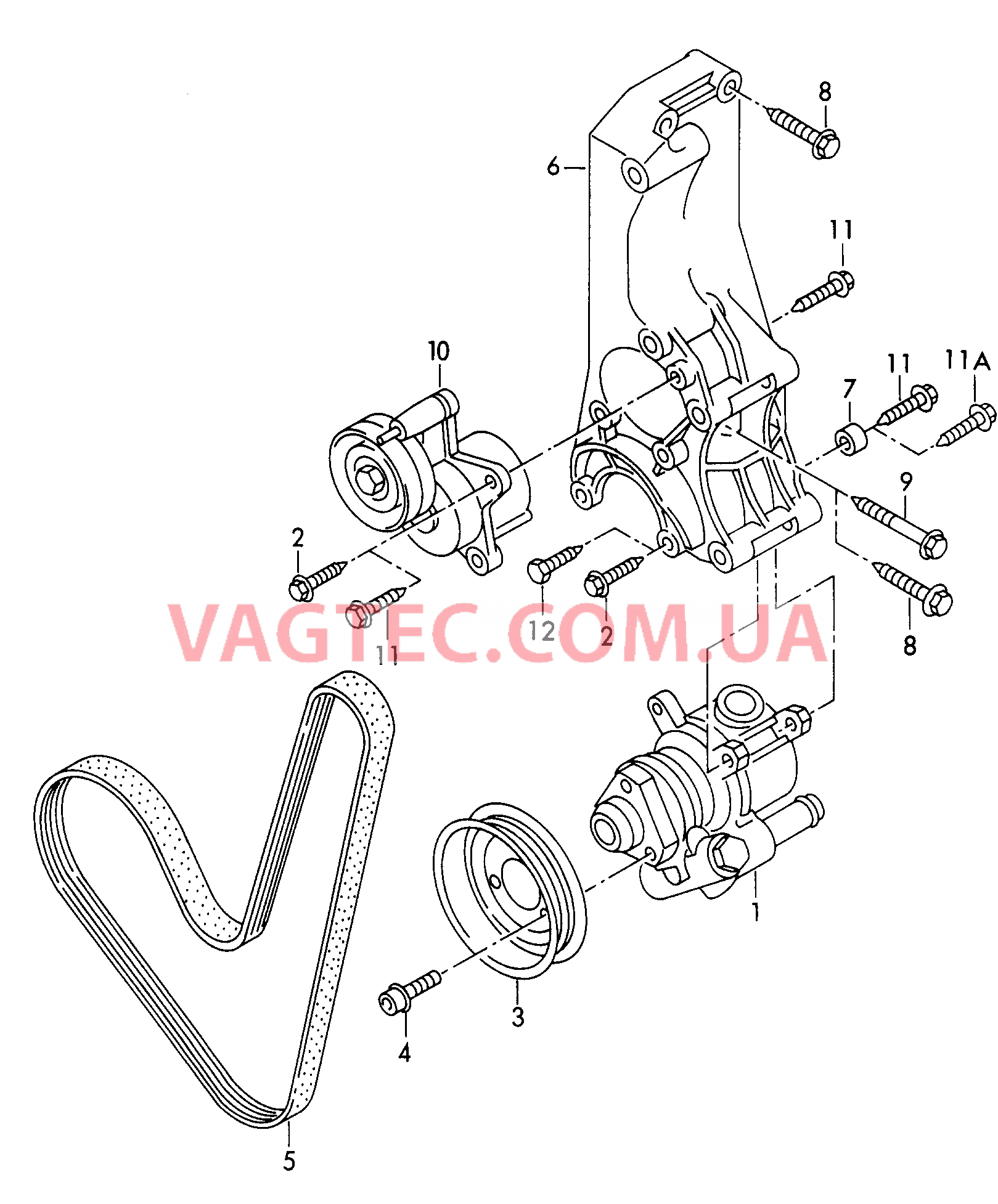 Крыльчатый насос для ГУРа  для VOLKSWAGEN Caddy 2000