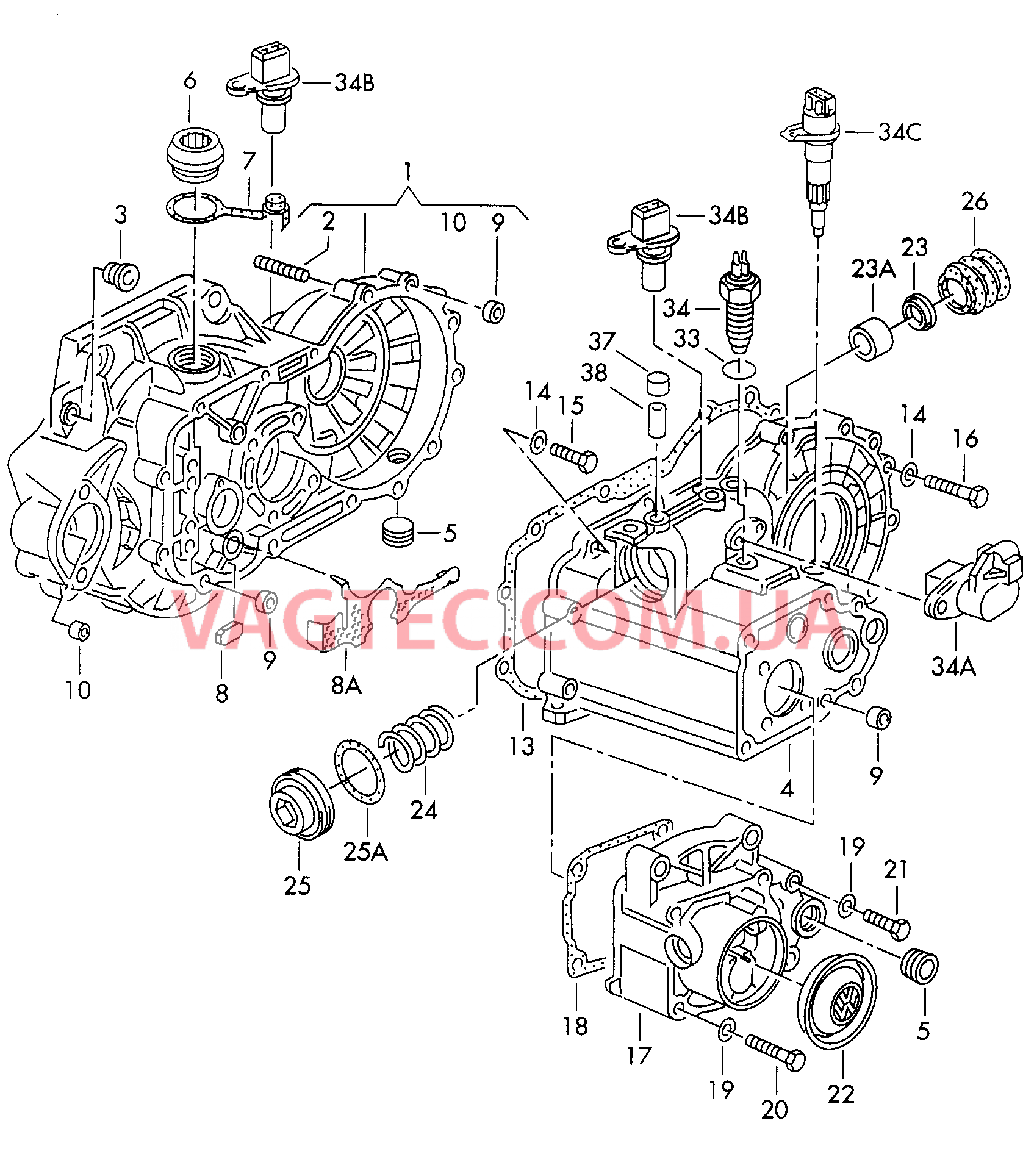 Картер коробки передач для 5-ступ. механической КП  для SEAT Inca 2001