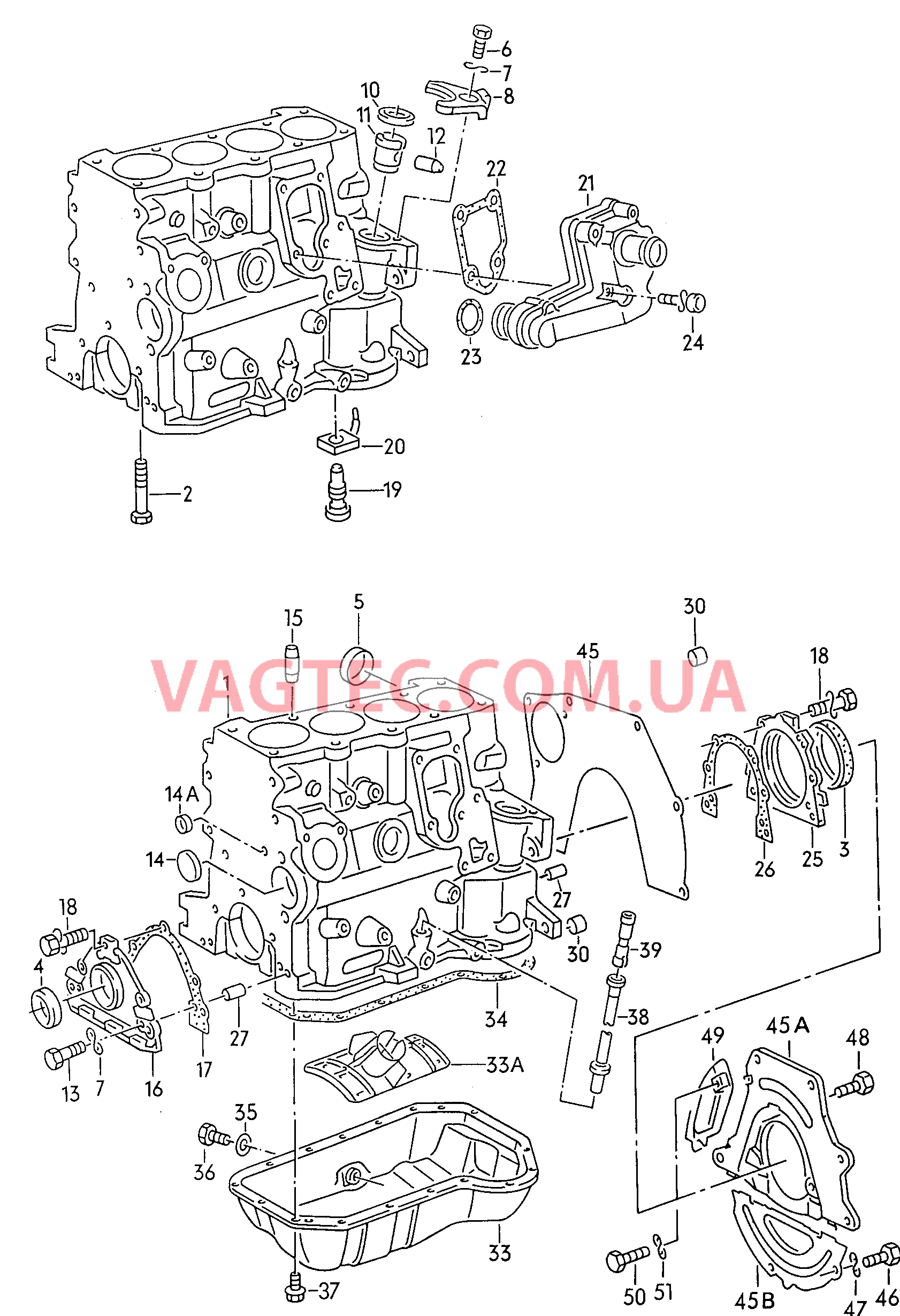 Блок цилиндров с поршнями Масляный поддон  для VOLKSWAGEN Caddy 2000