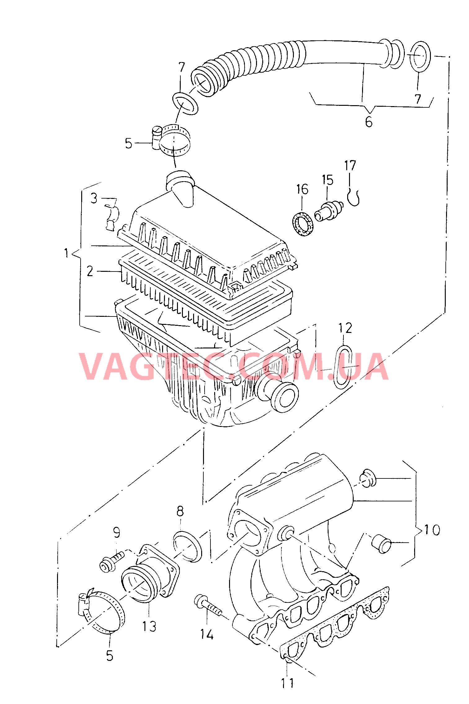 Воздушный фильтр Патрубок впускного тракта  для VOLKSWAGEN Caddy 2001