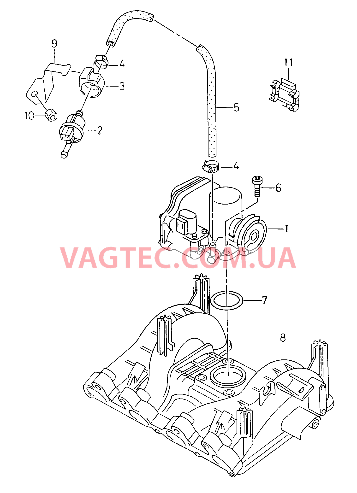 Блок дроссельной заслонки Вакуумная система Cистема улавл. паров топлива  для SEAT CO 2001