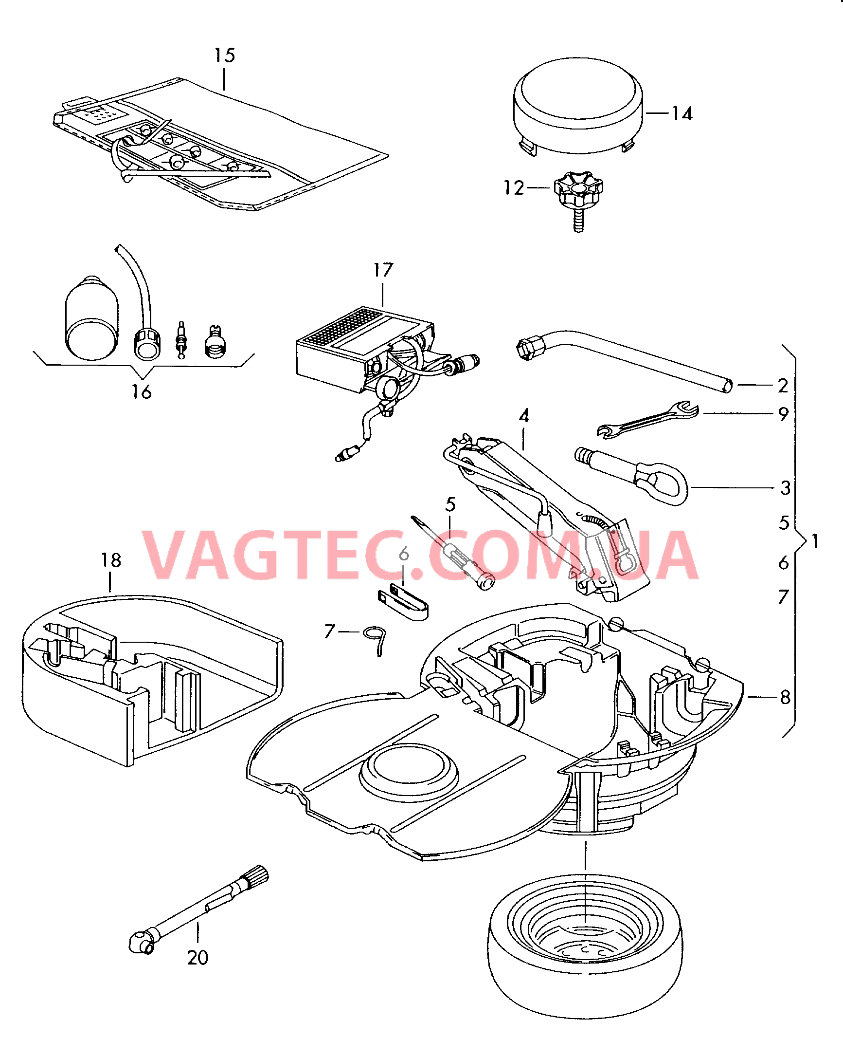 Домкрат автомобильный Инструменты Таблички  для SEAT CO 2006