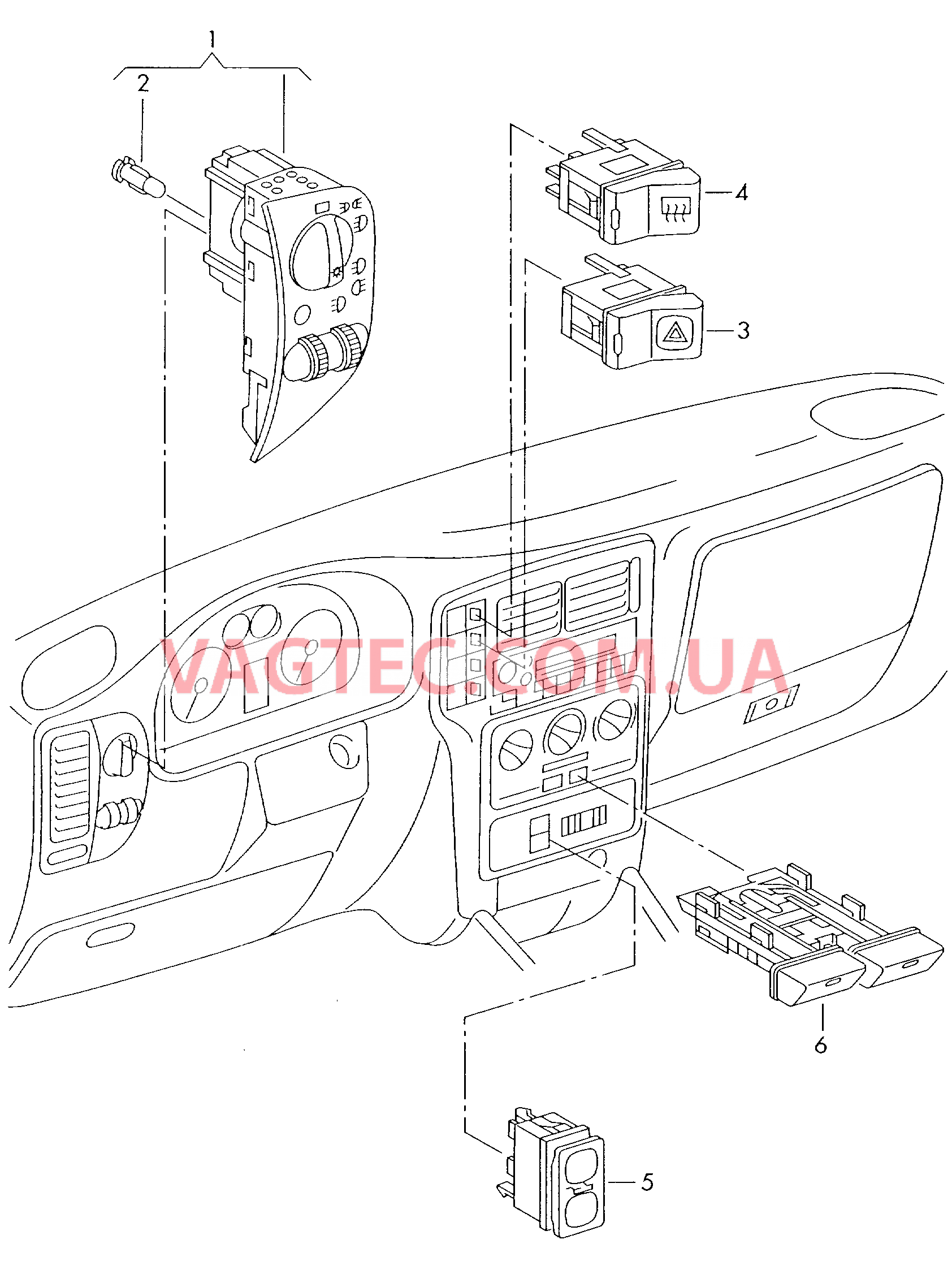 Выключатель в панели приборов  F             >> 6H-Y-030 000* для SEAT Arosa 2000