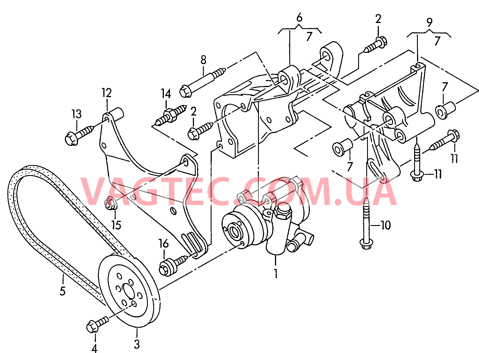 Крыльчатый насос для ГУРа  для SEAT Alhambra 2000