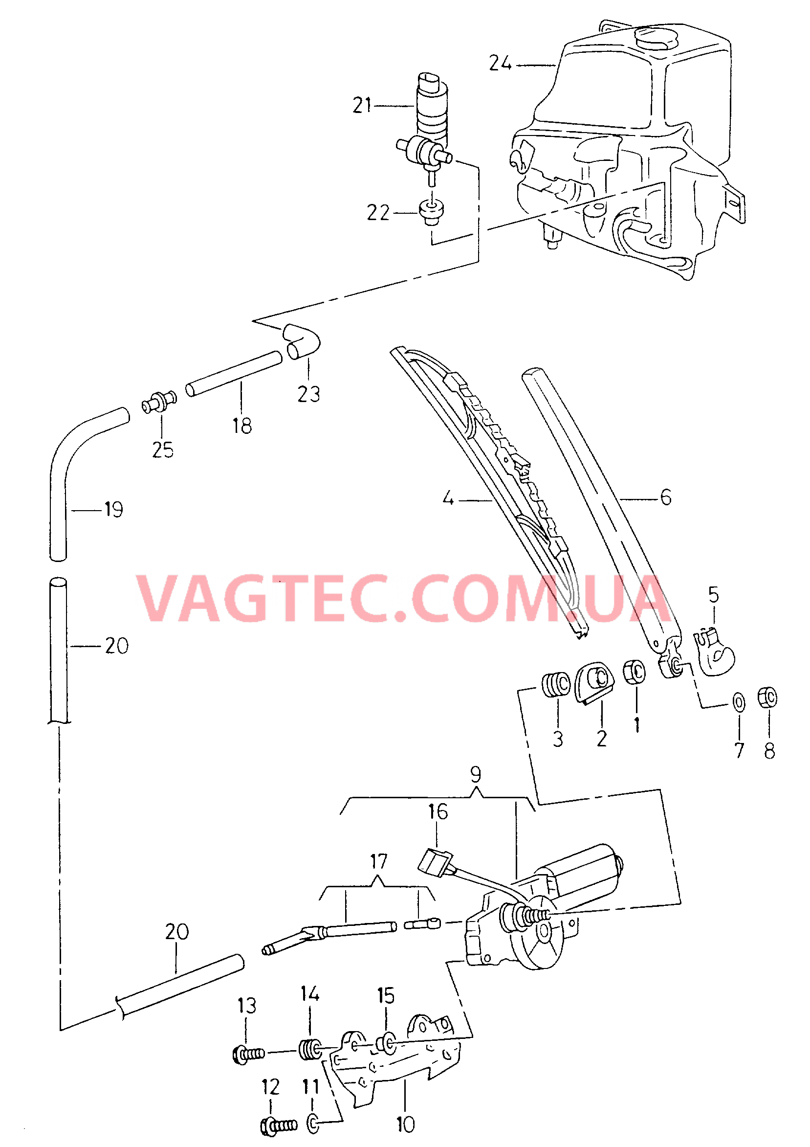 Стеклоочиститель/омыватель для заднего стекла  для SEAT CO 2002