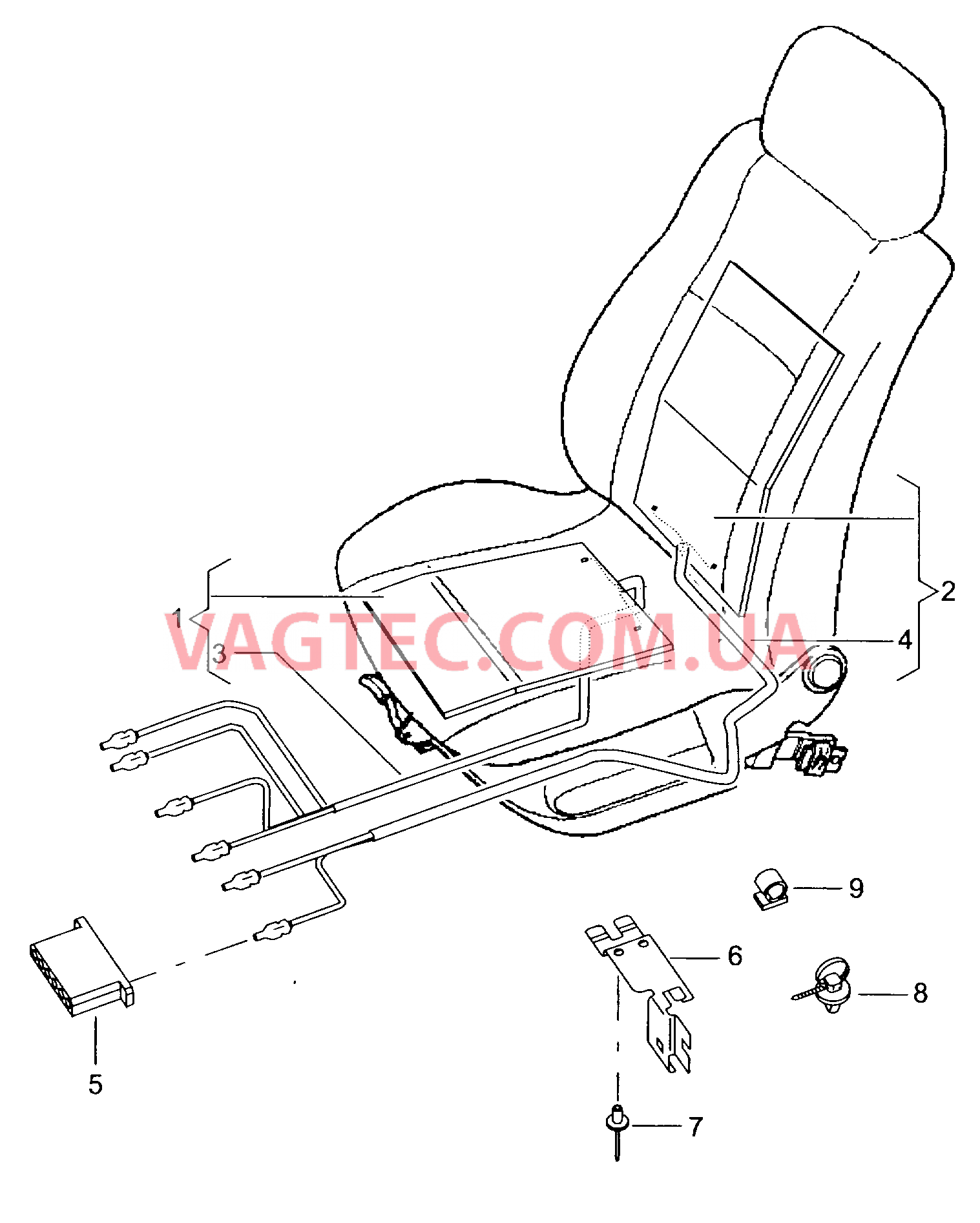 Подушка сиденья и спинка с обогревом  для SEAT CO 2001