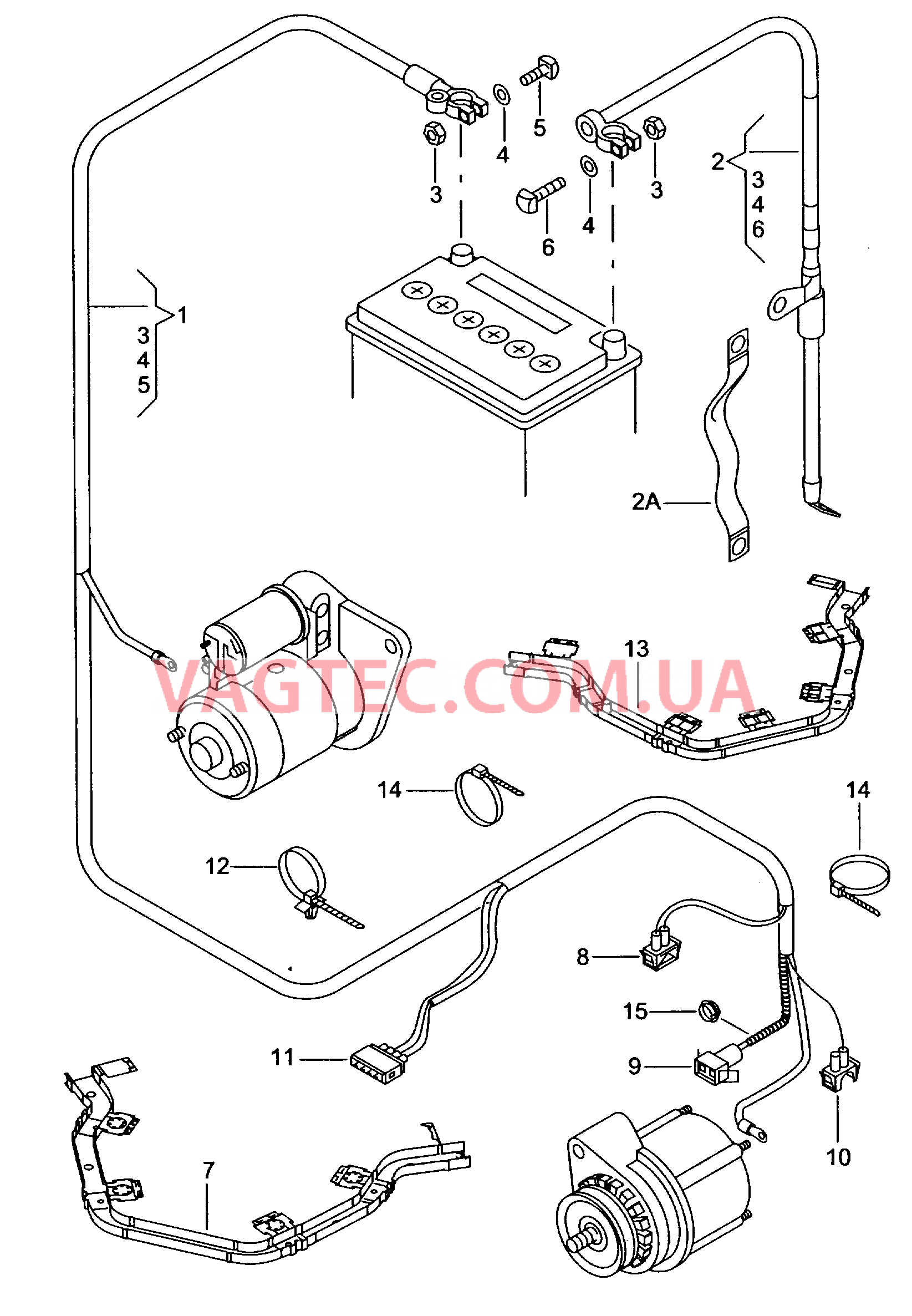 Жгут проводов для АКБ и генератора  Провод массы F 9K-1-513 844>> для VOLKSWAGEN Caddy 2001