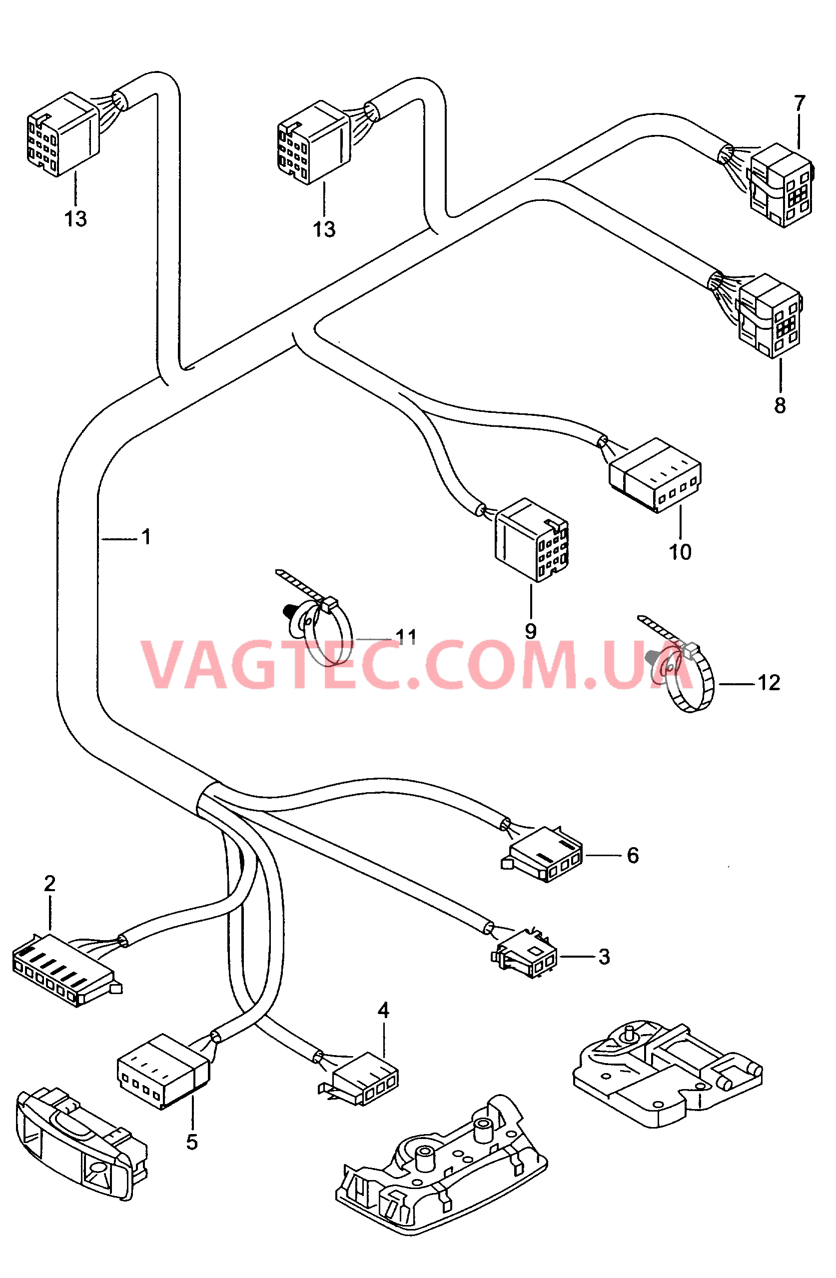 Жгут провдов плафона Тканевый сдвижной люк  для SEAT Ibiza 2000