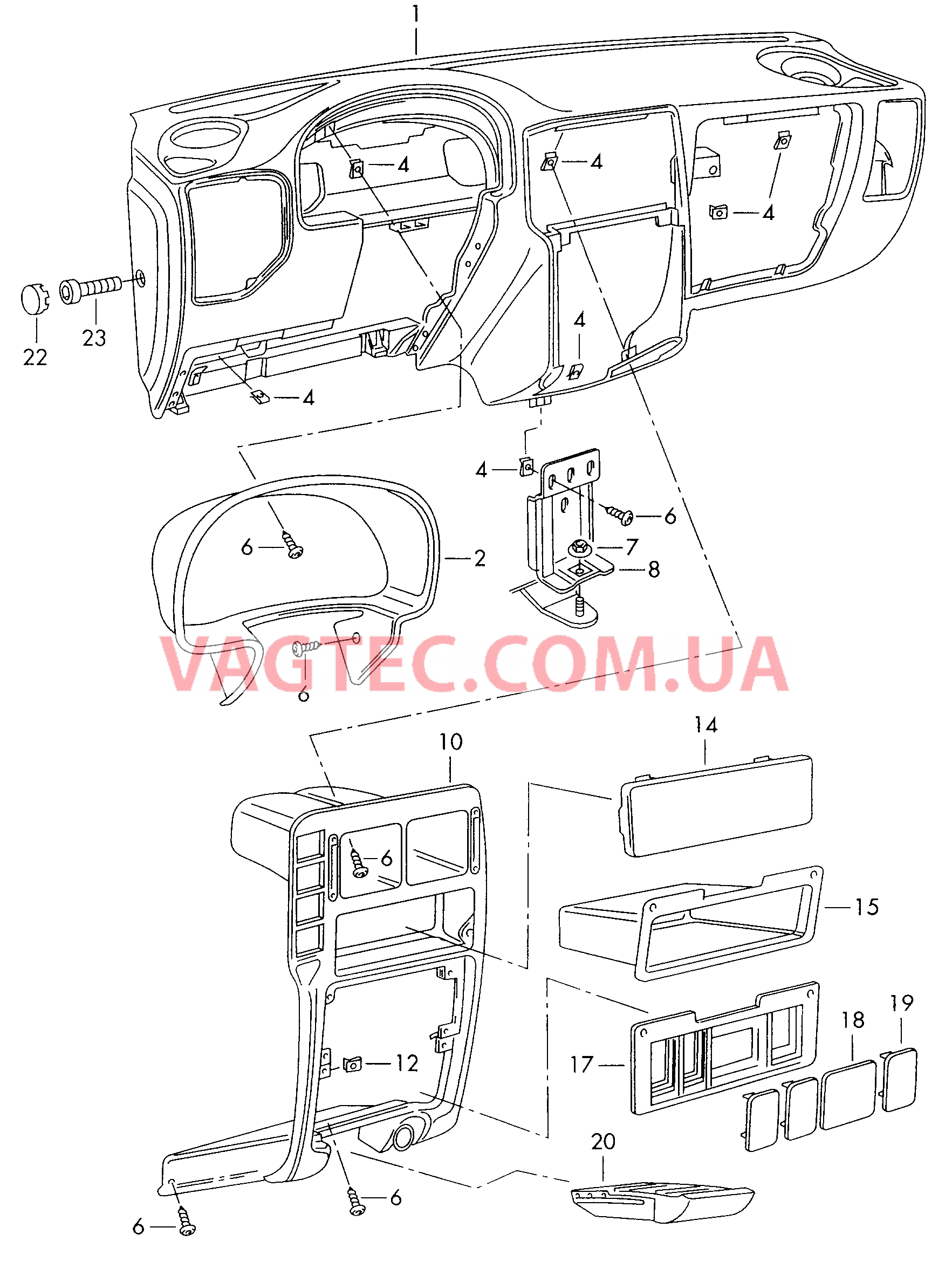 Панель приборов Детали, встроен. в пан. приб.   F             >> 6H-Y-030 000 для SEAT Arosa 2000