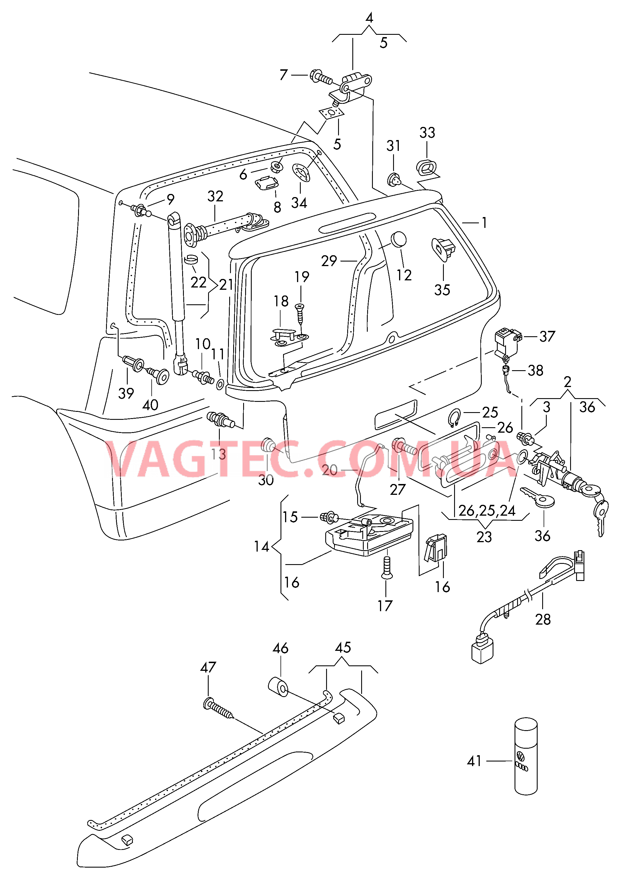 Крышка багажного отсека Замок   F             >> 6H-Y-030 000* для SEAT Arosa 2000