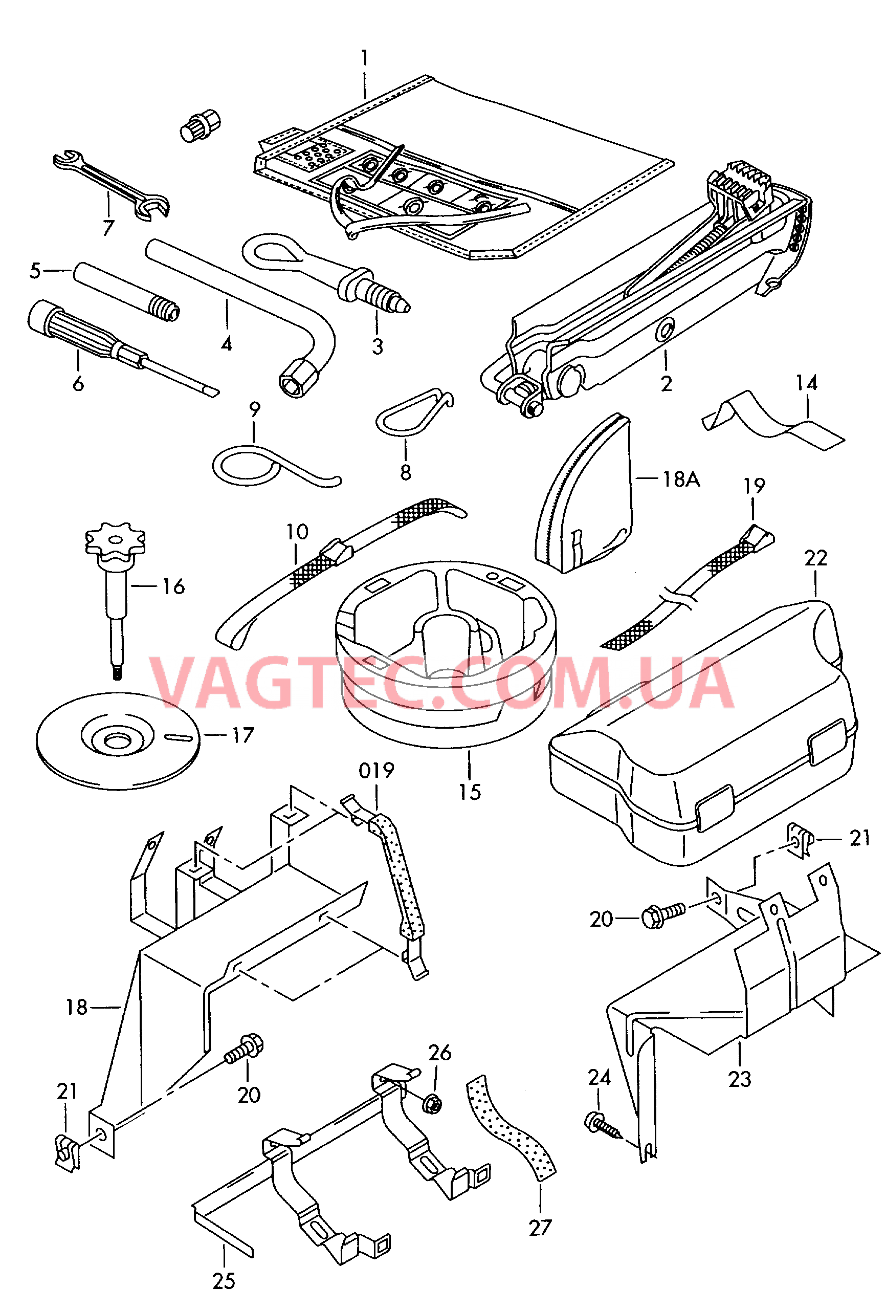Домкрат автомобильный Инструменты Крепление тягово-сцепного устройства  Таблички  для VOLKSWAGEN Passat 2000-1