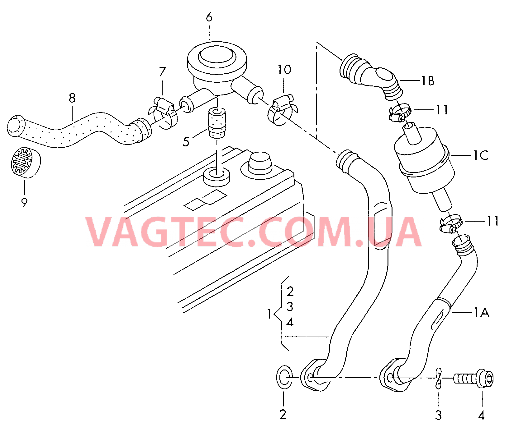 Вентиляция для крышки головки блока  для VOLKSWAGEN Passat 2000-1