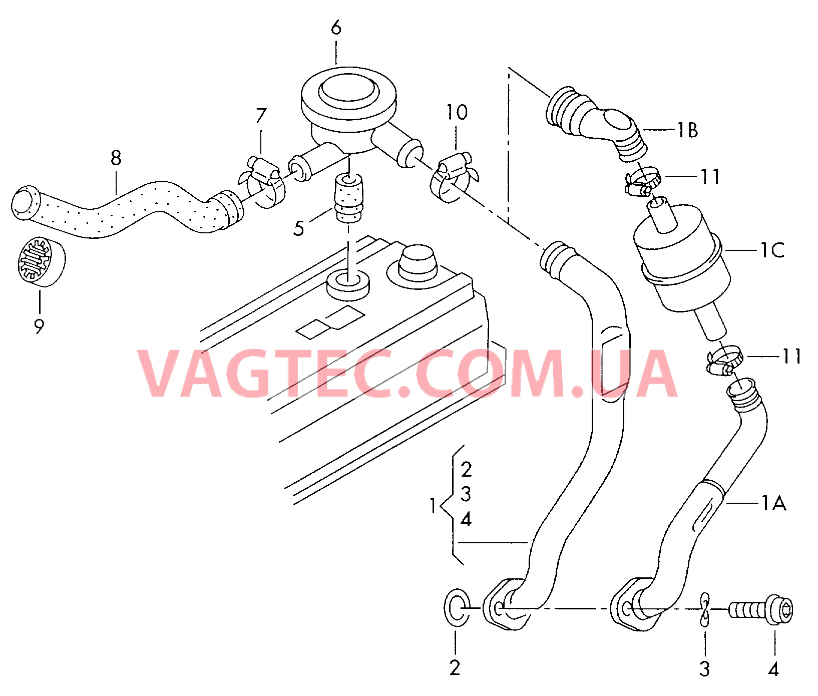  AUDI A4 Вентиляция для крышки головки блока  для AUDI A4 2000