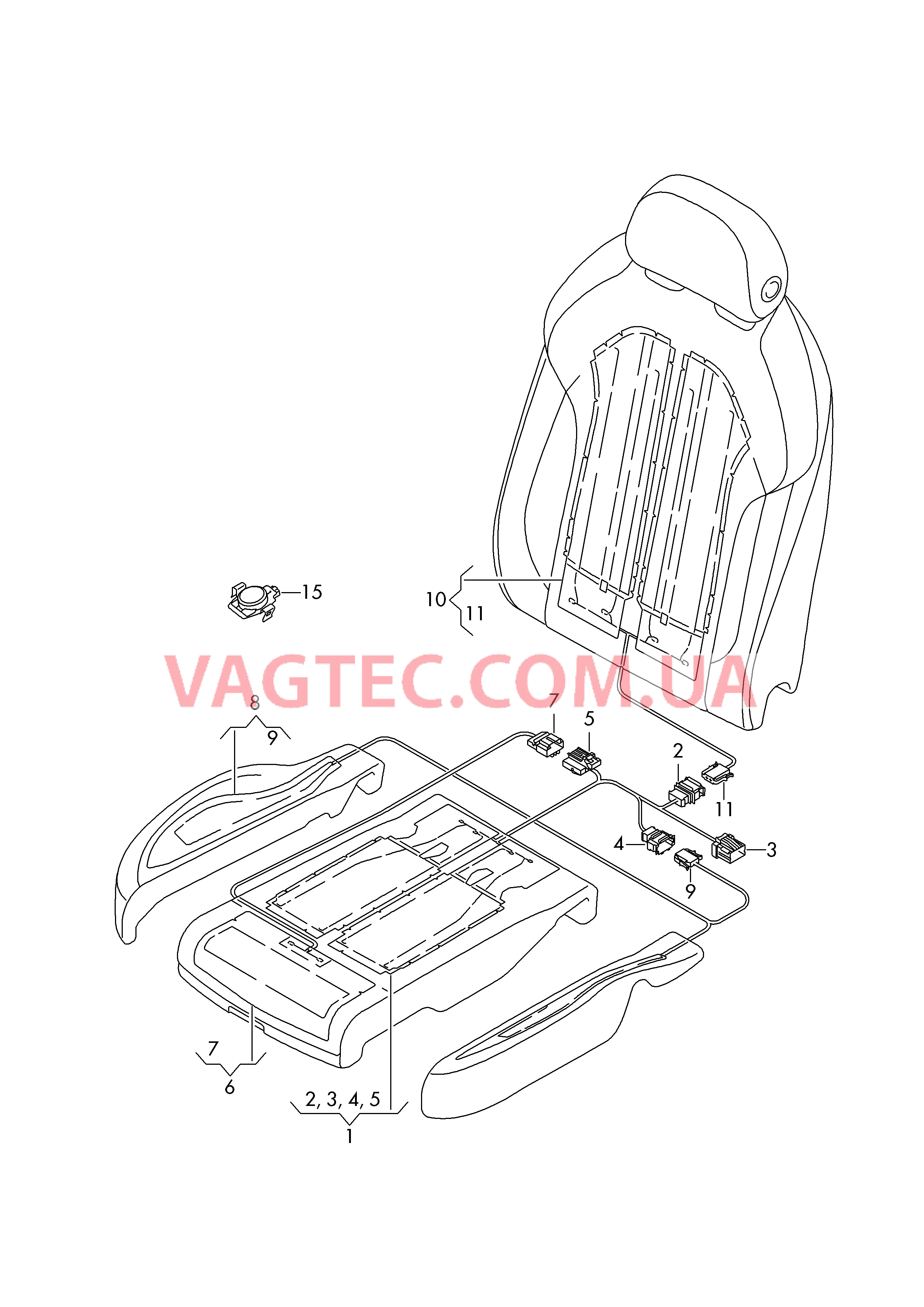 Нагревательный элемент спинки и подушки сиденья  Вставка распознавания занятости сиденья  для AUDI A4Q 2016