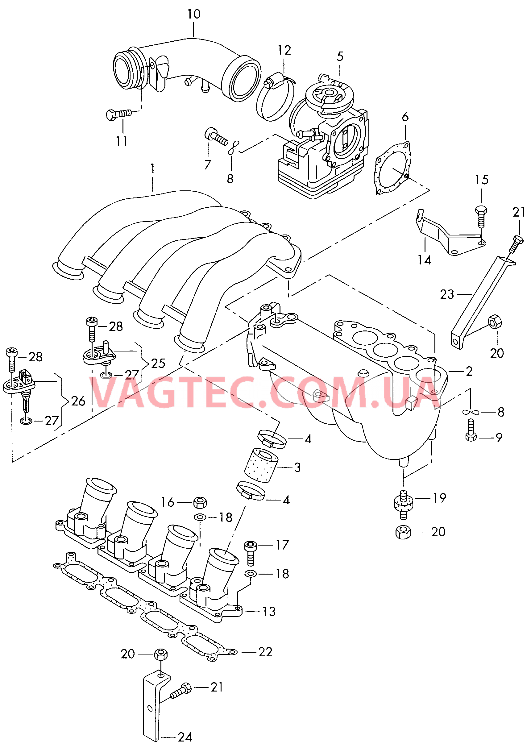  AUDI A4 Блок дроссельной заслонки Патрубок впускного тракта  для AUDI A4 2001