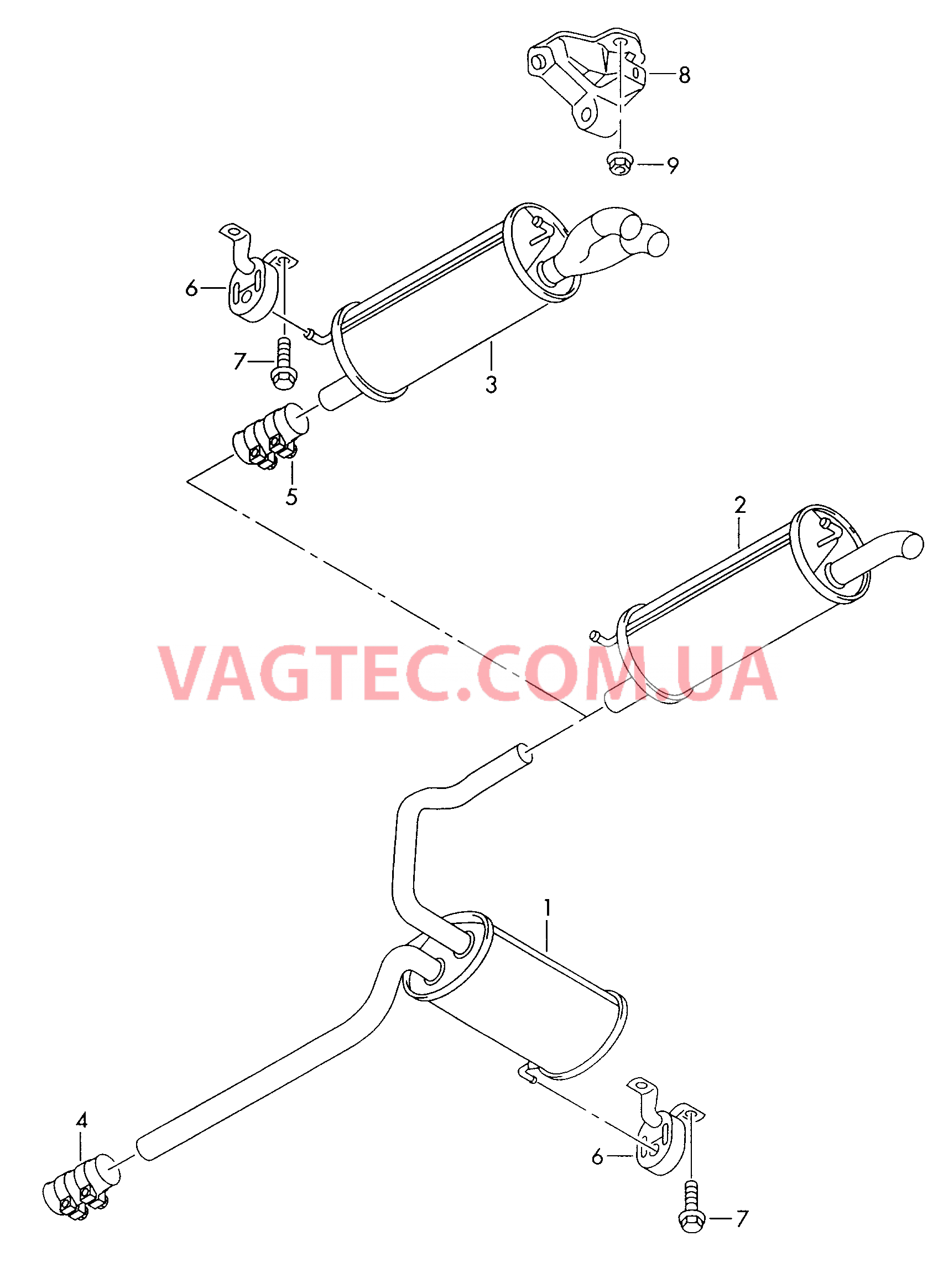 Средний глушитель с задним глушителем  для VOLKSWAGEN Passat 2001