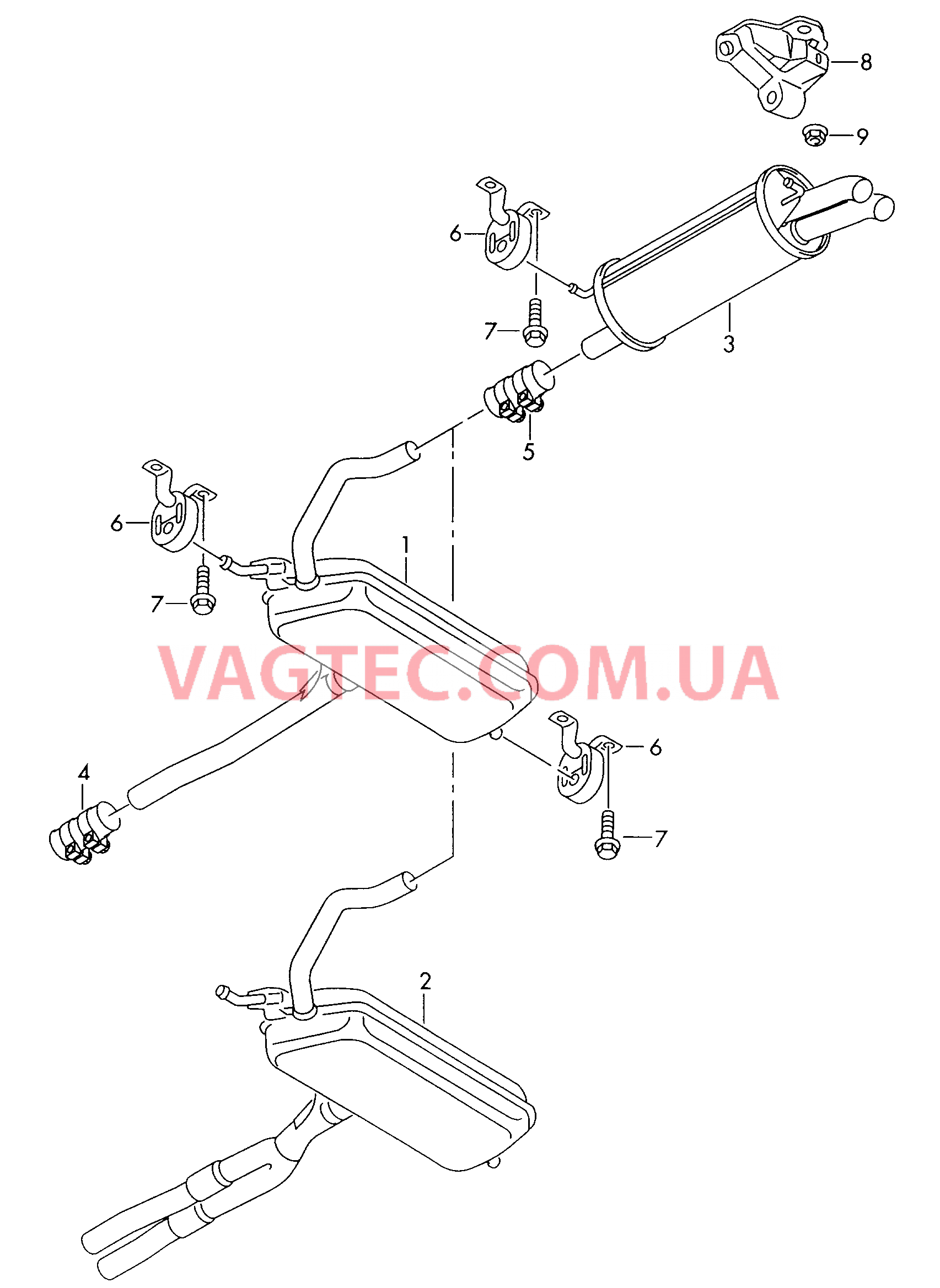  VW РASSAT Средний глушитель Задний глушитель  для VOLKSWAGEN Passat 2000