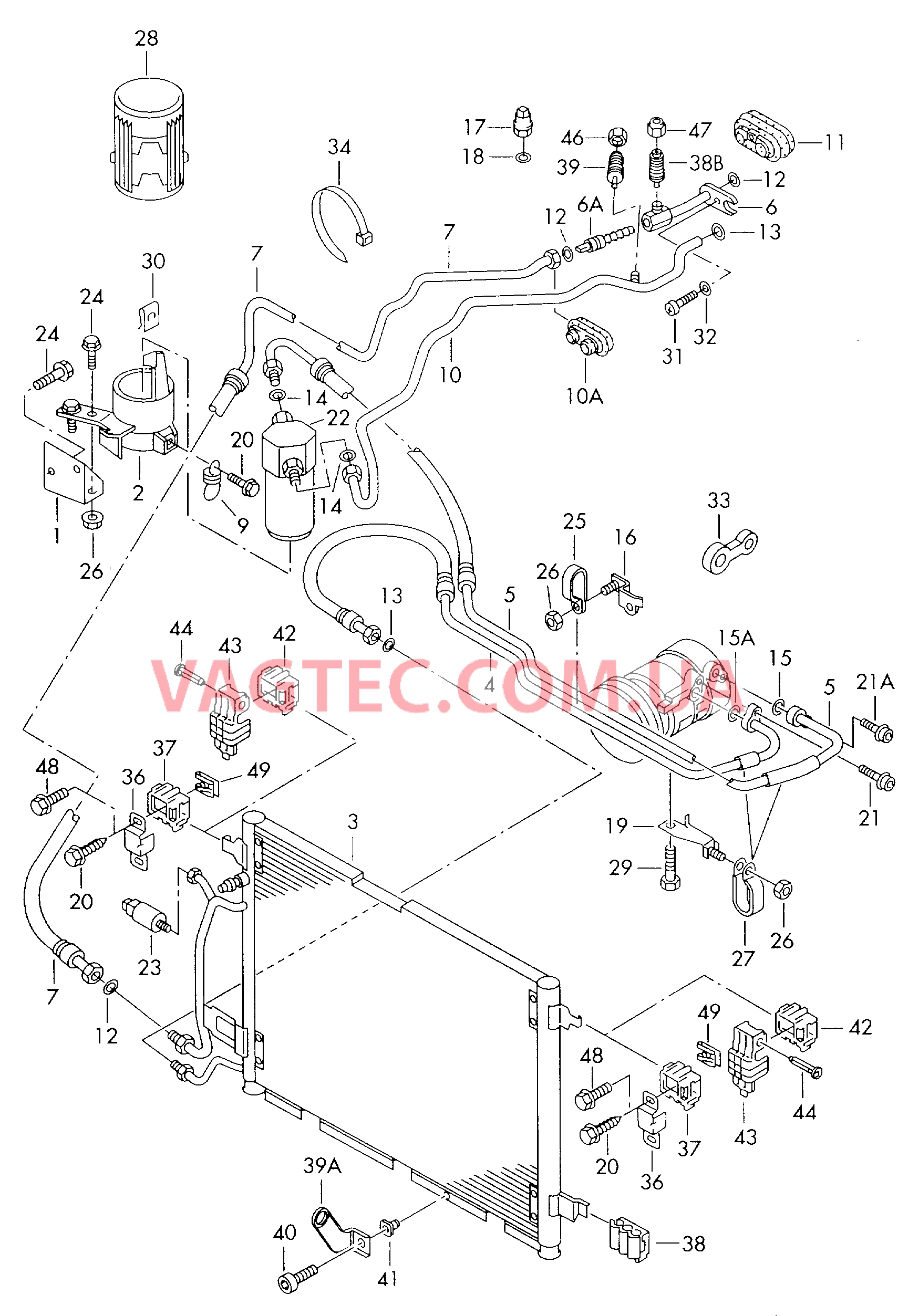 Конденсатор климат.установки Бачок жидкости с соединительными деталями  для AUDI A4Q 2000