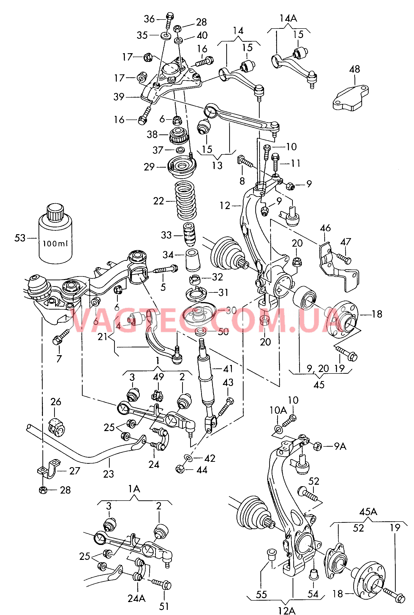 Несущий рычаг Поворотный кулак Ступица Подвеска Стабилизатор F 3B-WD080 966>>* F 3B-WE118 146>>* F 3B-WР099 624>>* для VOLKSWAGEN Passat 2000-1