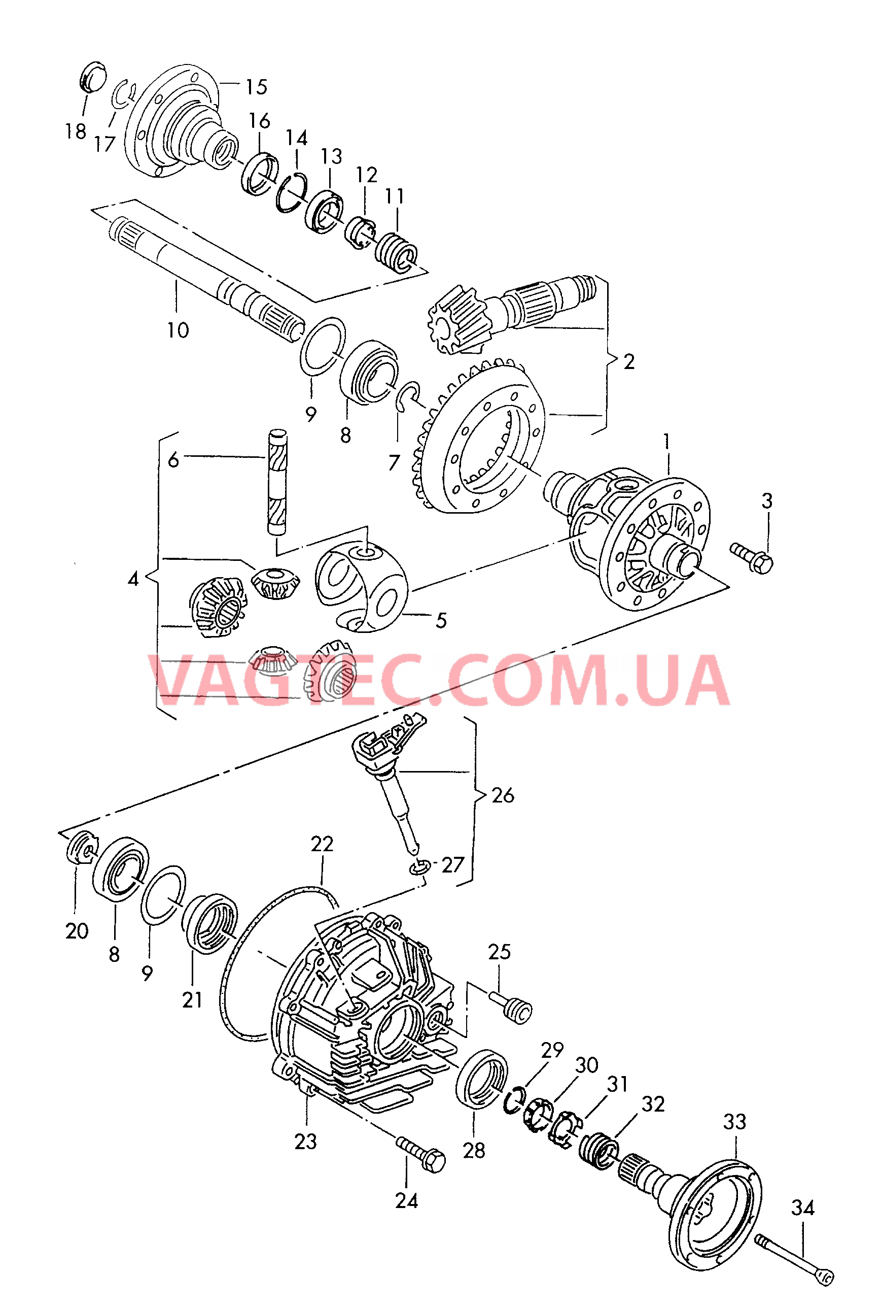 Дифференциал Агрегат, приводной для 4-ступенчатой АКП  для VOLKSWAGEN Passat 2002