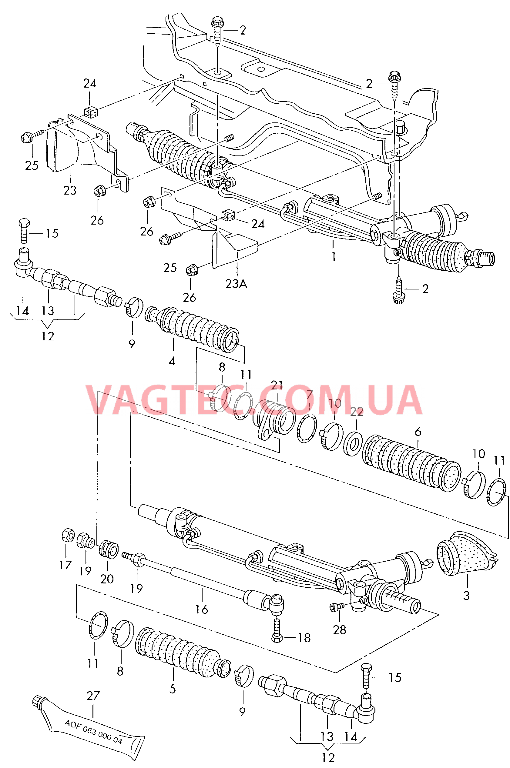 Рулевой механизм с усилителем Демпфер рулевого управления   F             >> 8D-X-303 809* F             >> 8D-Y-005 048* для AUDI A4Q 2000