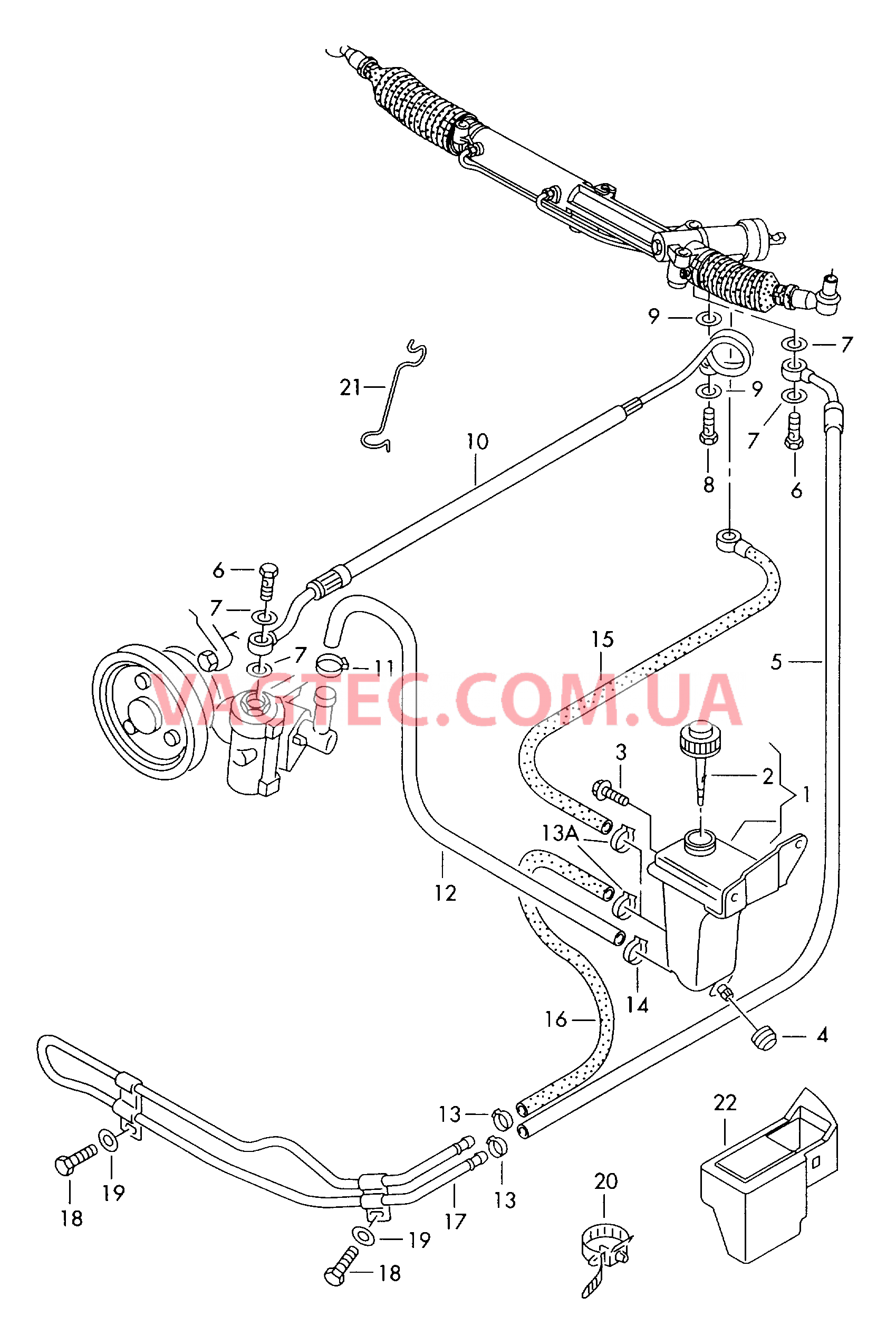  VW РASSAT Масляный бачок с соединительными деталями, шлангами  для ГУРа D - 01.04.1997>> для VOLKSWAGEN Passat 2000