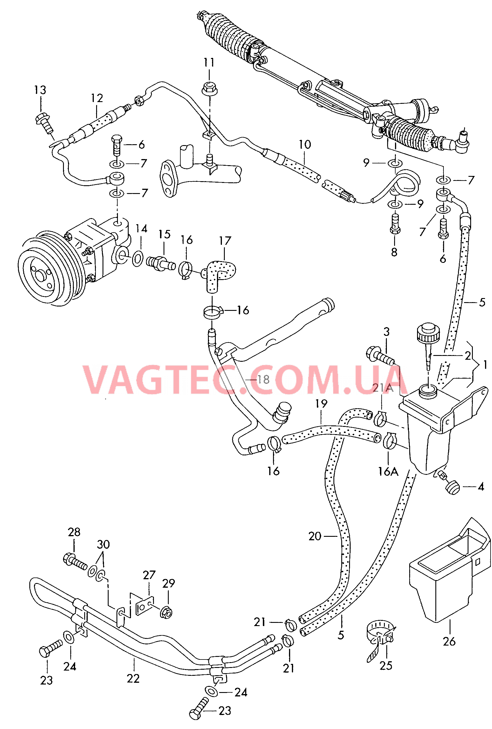 Масляный бачок с соединительными деталями, шлангами  для ГУРа  для VOLKSWAGEN Passat 2004