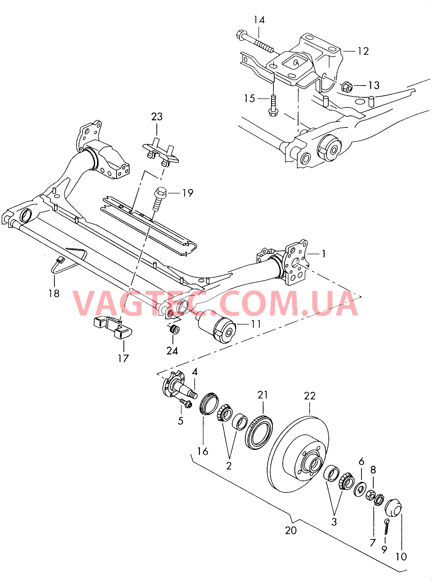  AUDI A4 Балка заднего моста с деталями  для AUDI A4 2000