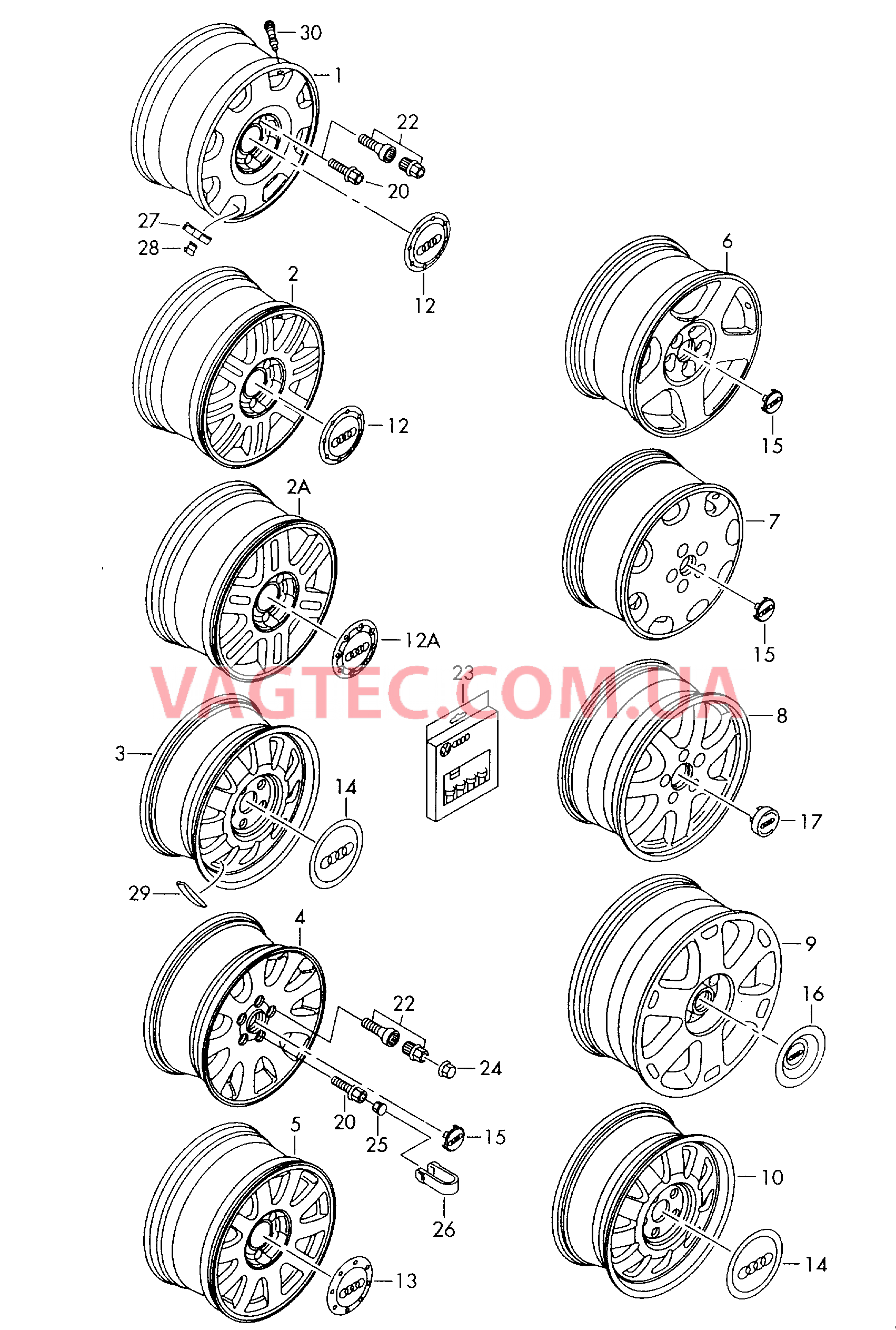 Алюминиевый диск  для AUDI A4Q 2000