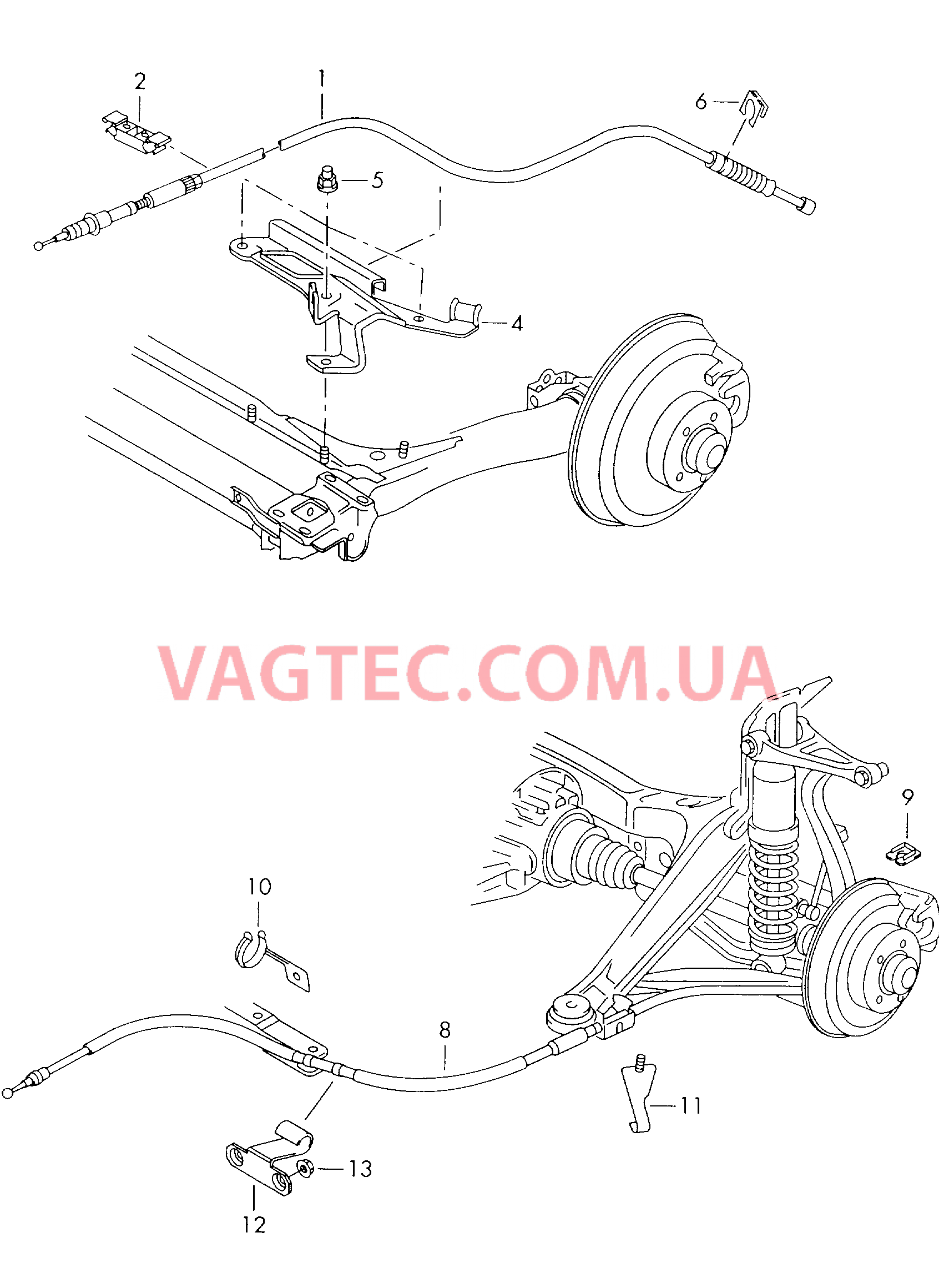 Трос стояночного тормоза  для AUDI RS4 2000