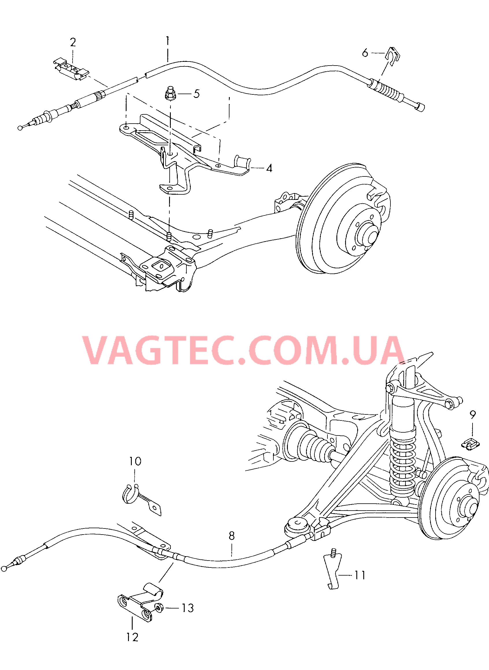 Трос стояночного тормоза  для AUDI A4Q 2001