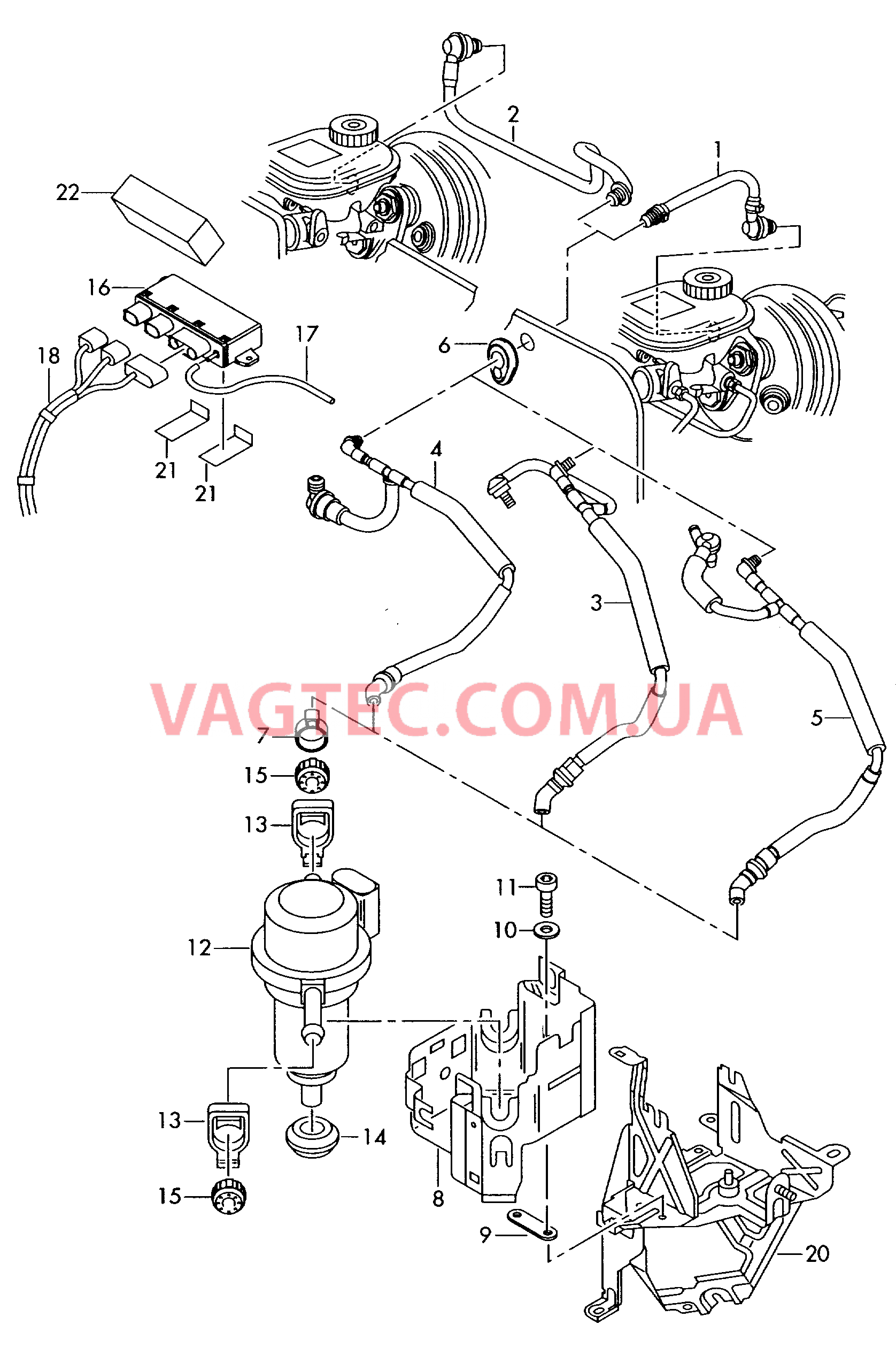  AUDI A4 Вакуумные шланги и электрический вакуумный насос для дополнительно оснащенных а/м  для AUDI A4 2000