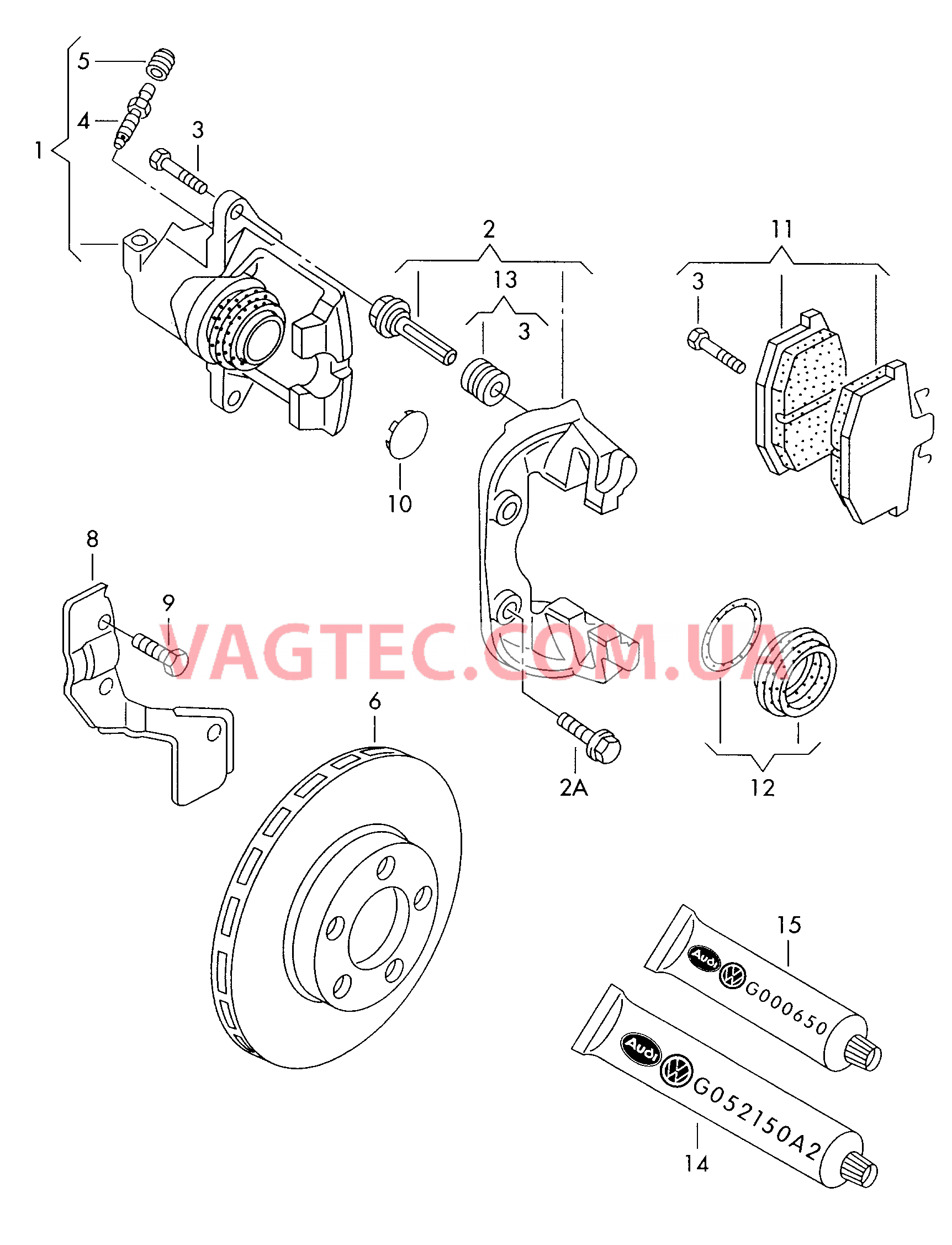  AUDI A4 Торм. мех. с плав. суппортом Тормозной диск (вентилир.)  для AUDI A4 2000