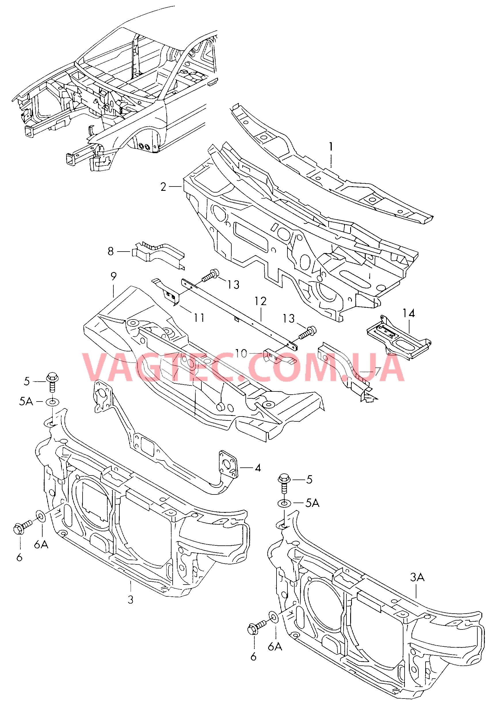  AUDI A4 Передняя часть кузова  для AUDI A4 2000