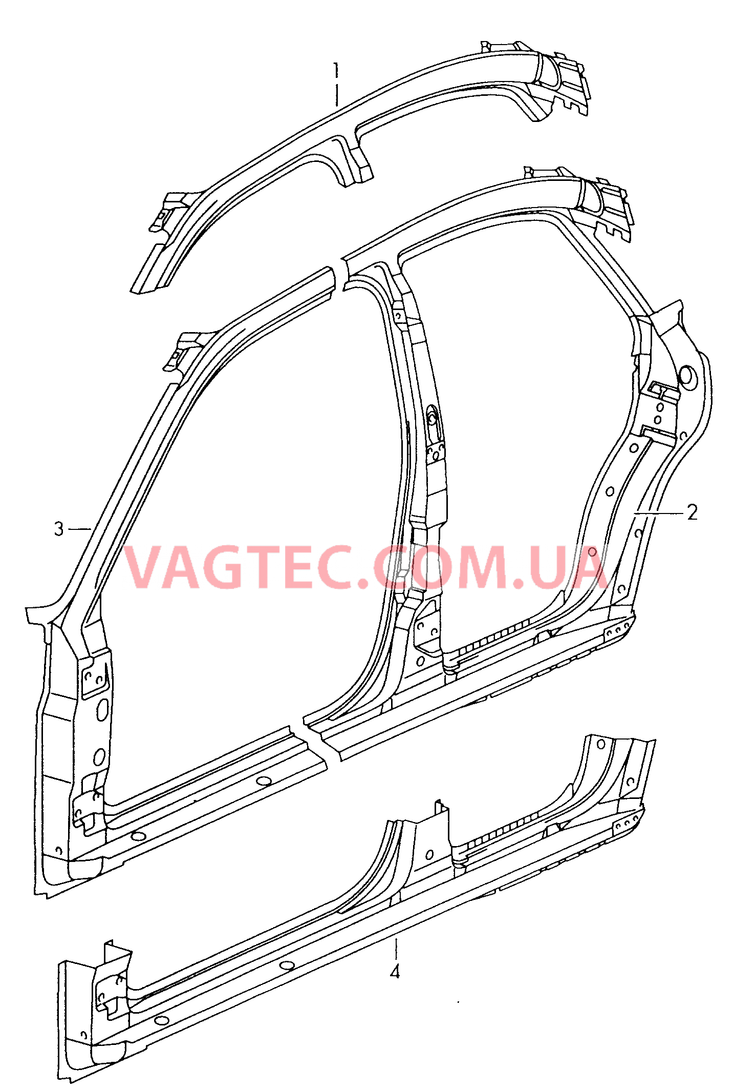  AUDI A4 Отрезная деталь каркас боковины  для AUDI A4 2001