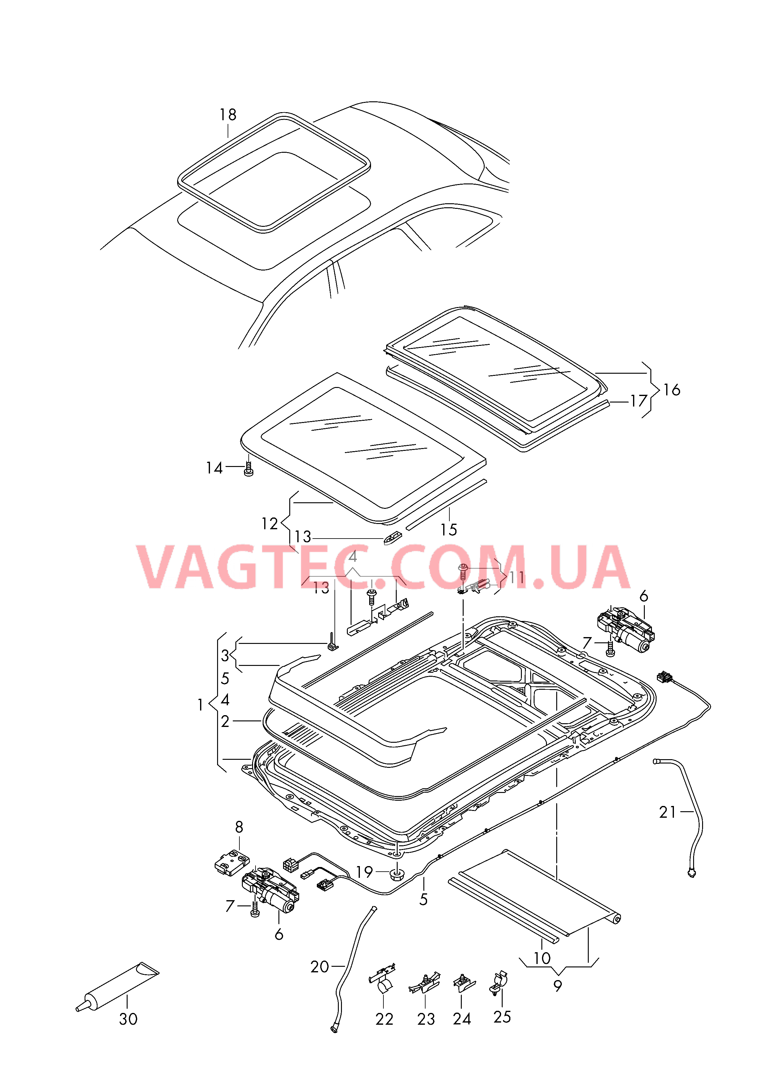 Стекл. подъёмно-сдвижной люк  для AUDI A4 2017