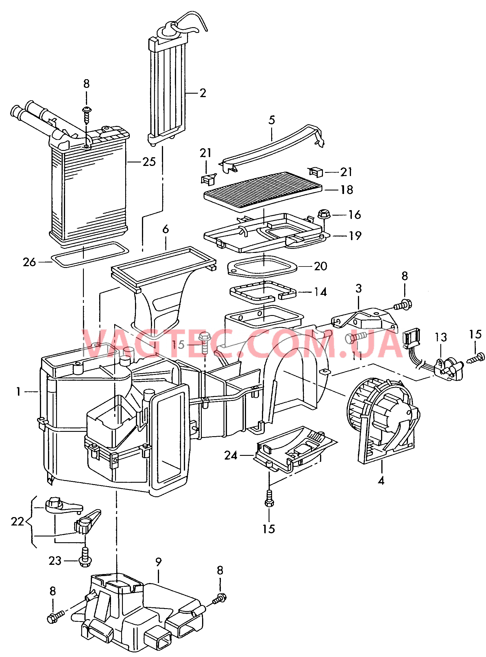 Вентилятор Теплообменник Салонный фильтр  для VOLKSWAGEN Passat 2000-1
