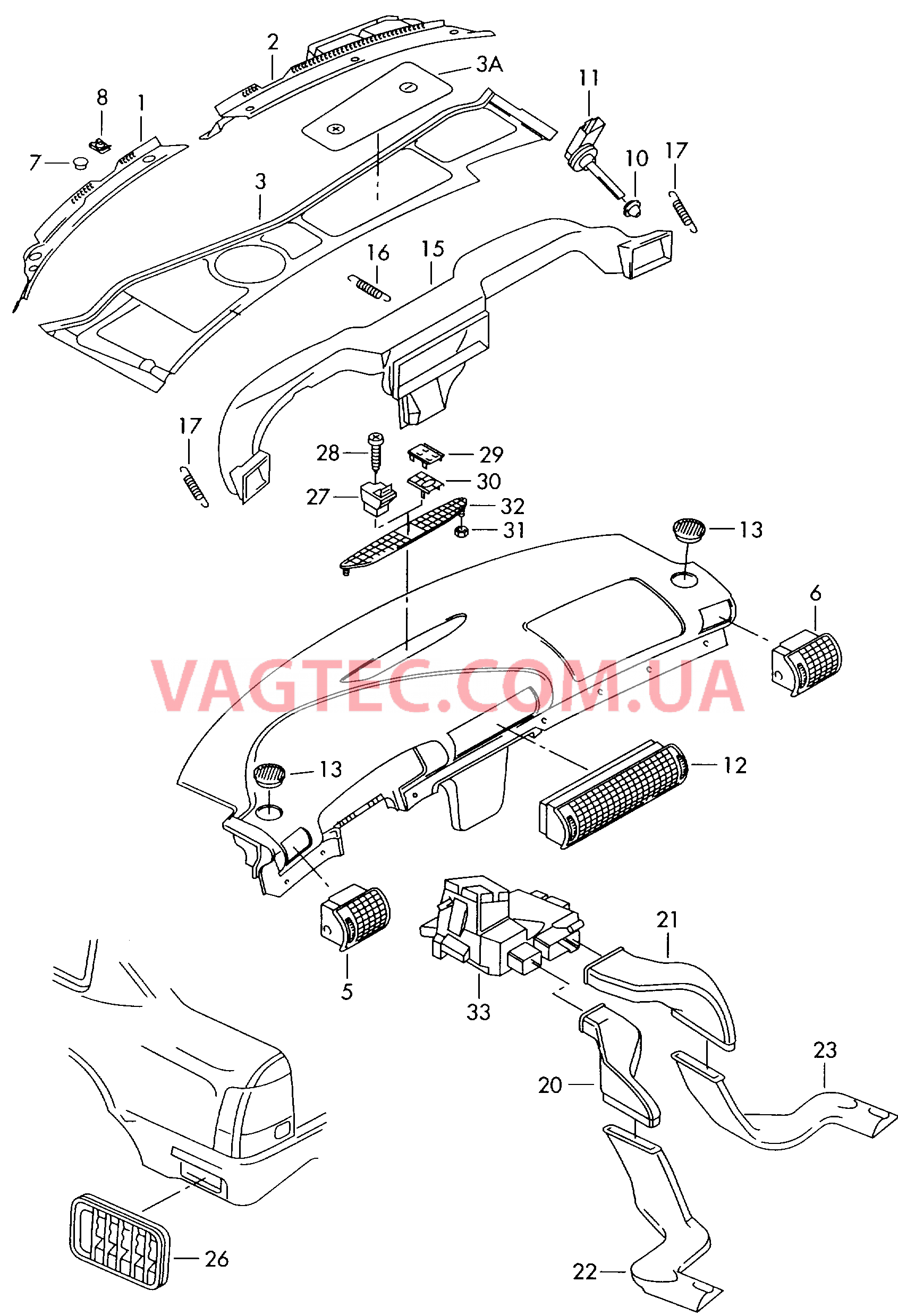  AUDI A4 Возд. канал для обог. простр. для ног, возд. шланги и дефл.  Водоотводящий щиток  для AUDI A4 2000