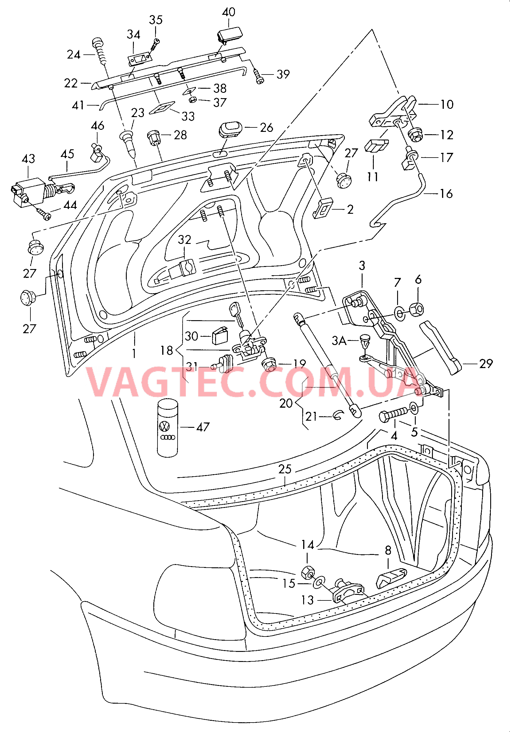  AUDI A4 Крышка багажного отсека Замок  для AUDI A4 2000