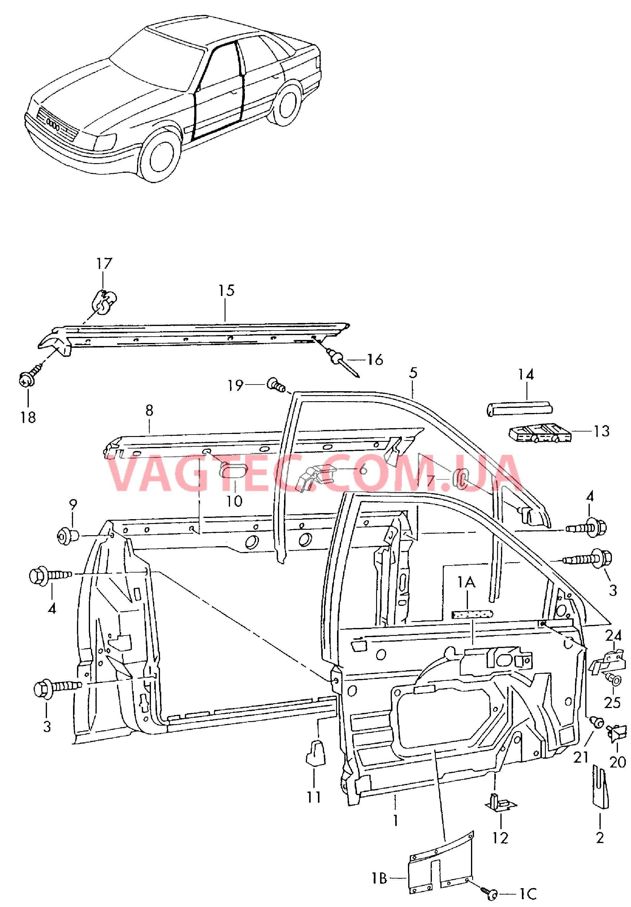  AUDI A4 Основание для деталей и узлов двери с рамкой стекла двери  для AUDI A4 2001