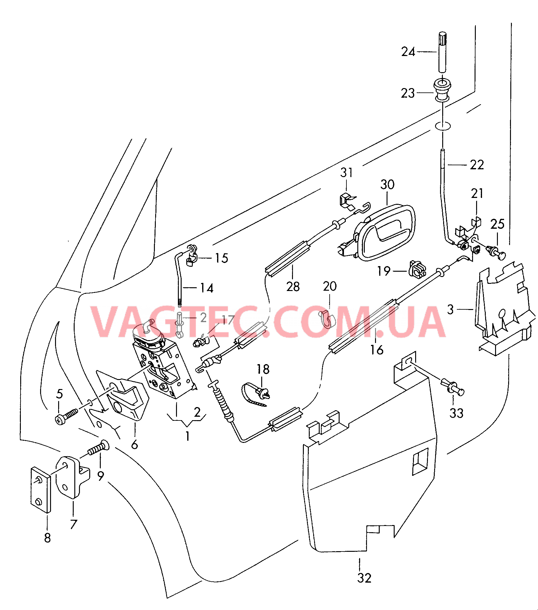 Рычаг привода дверного замка Замок двери  для AUDI RS4 2001