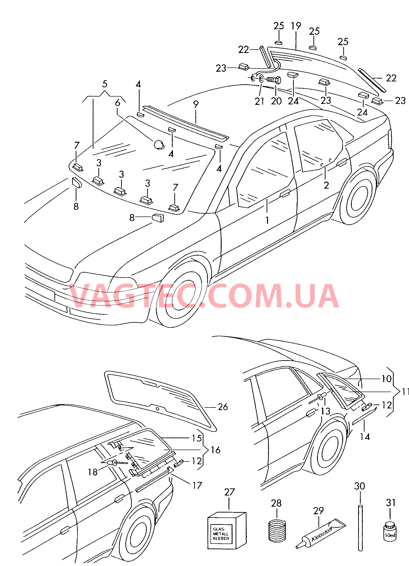  AUDI A4 Стёкла  для AUDI A4 2000