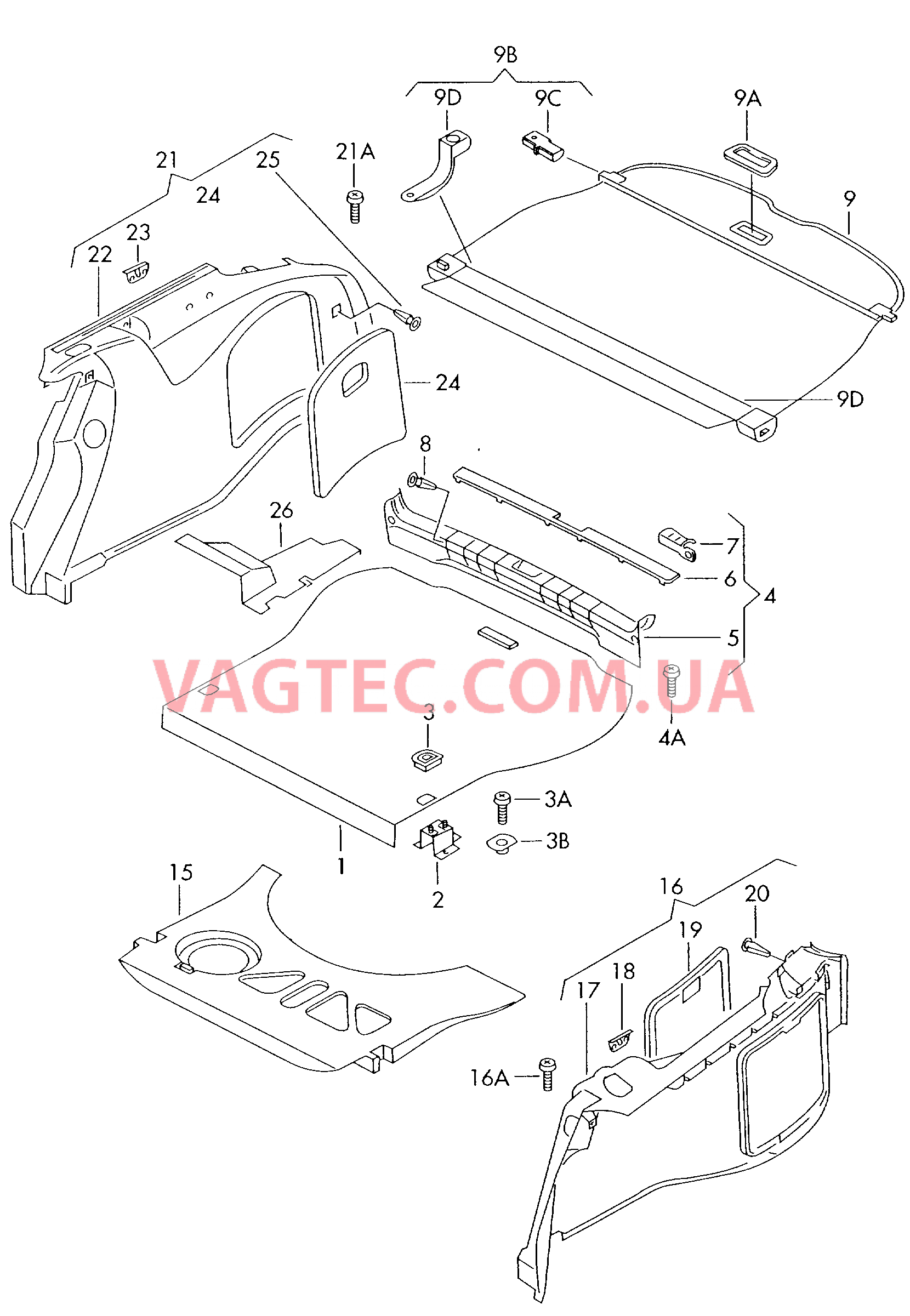Обшивки багажника Накладка для кронштейна замка Шторка багажного отсека .  для AUDI RS4 2000