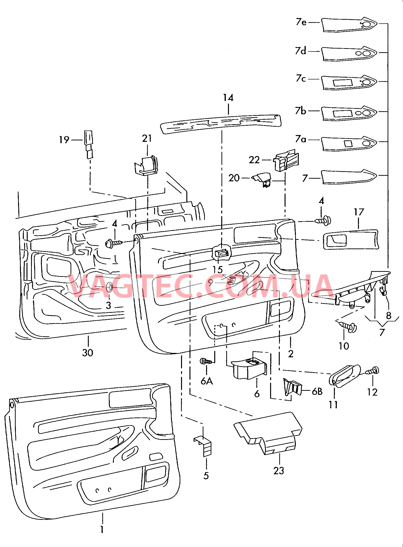 Обшивки дверей  для AUDI RS4 2001