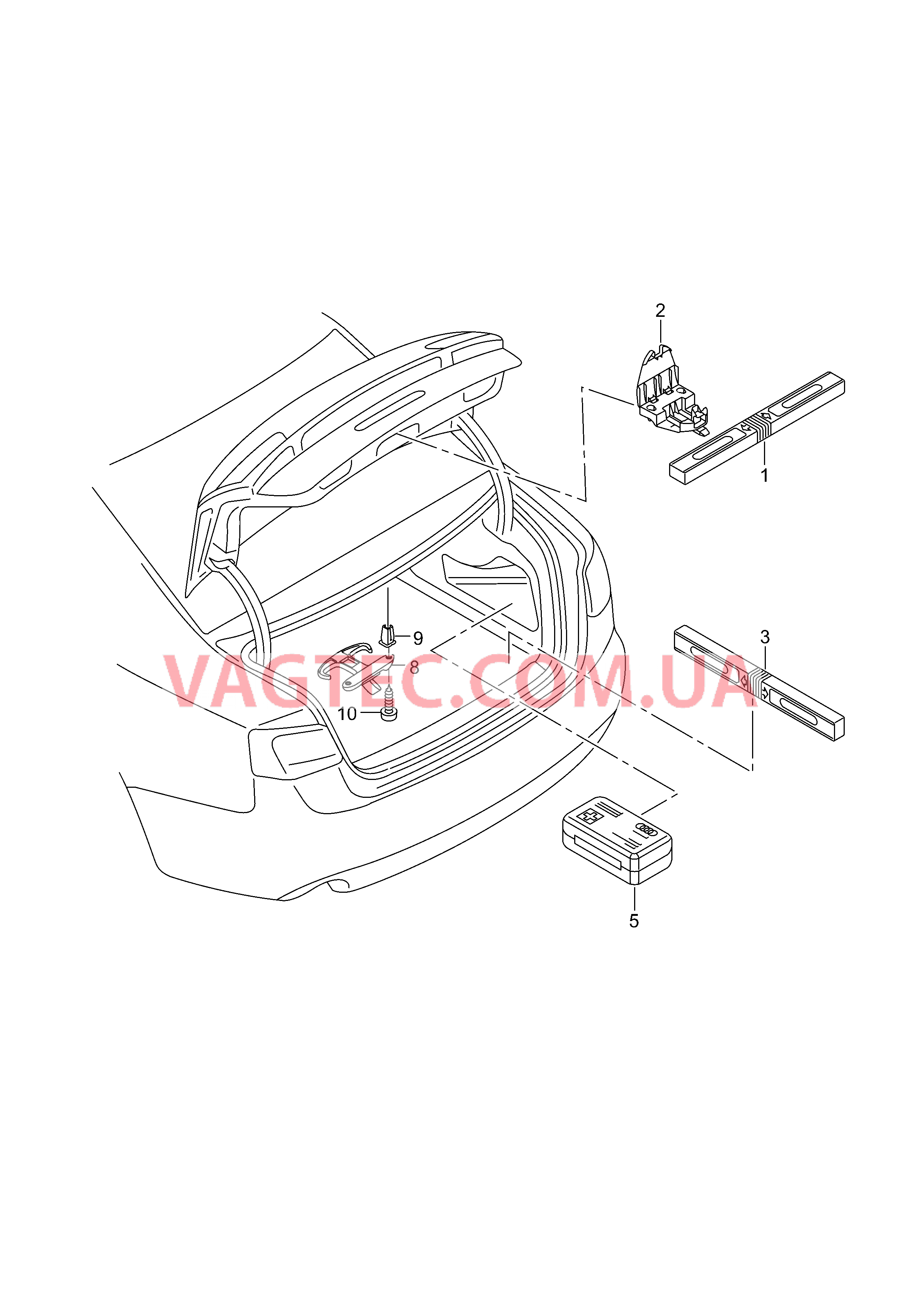 Знак аварийной остановки Кронштейн знака авар. останов. Аптечка в сумке Крепл. для сумок в багаж. отс.  для AUDI RS5C 2019