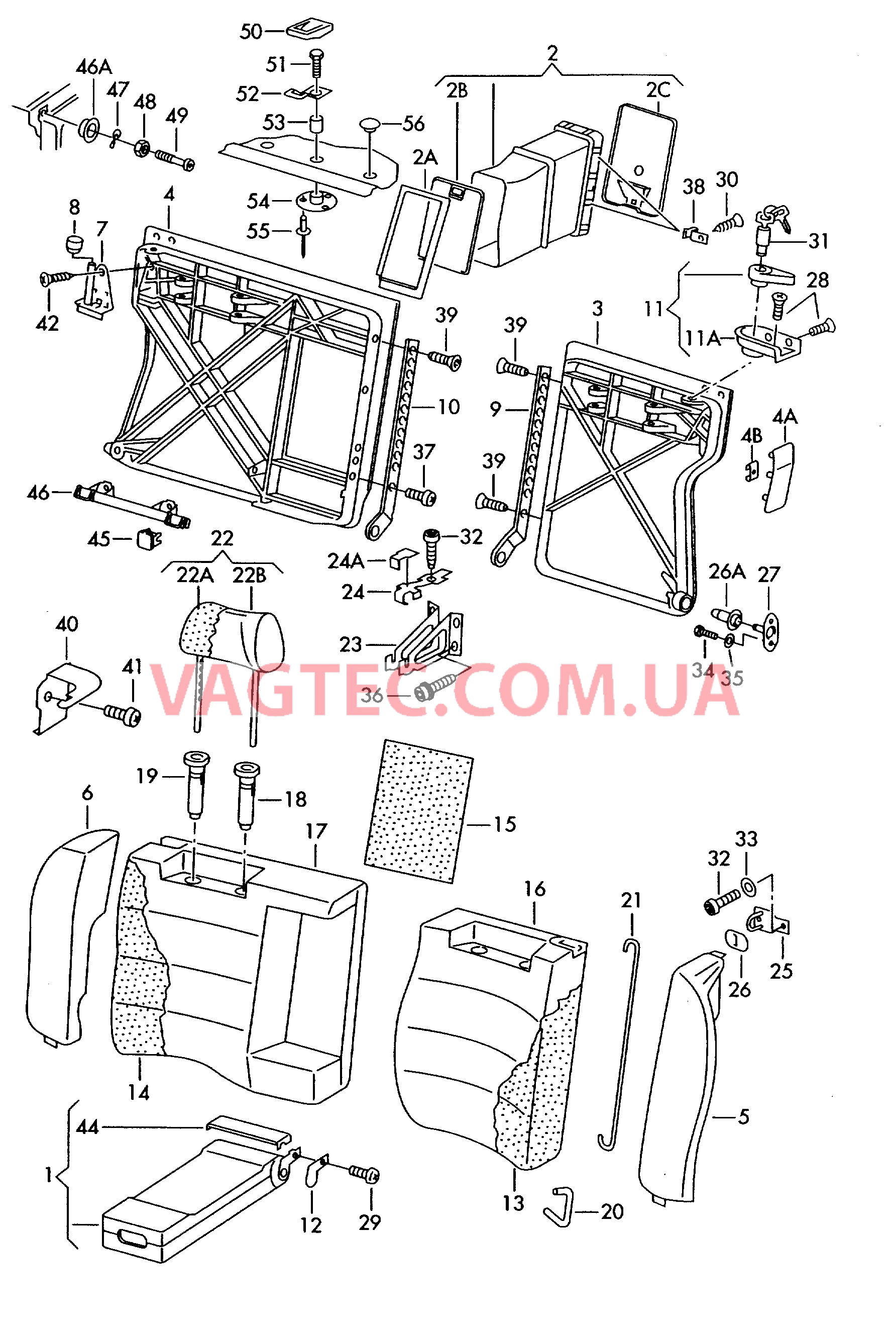 Спинка, раздельная Крепёжные детали Cиденье, детское  для AUDI A6AR 2002