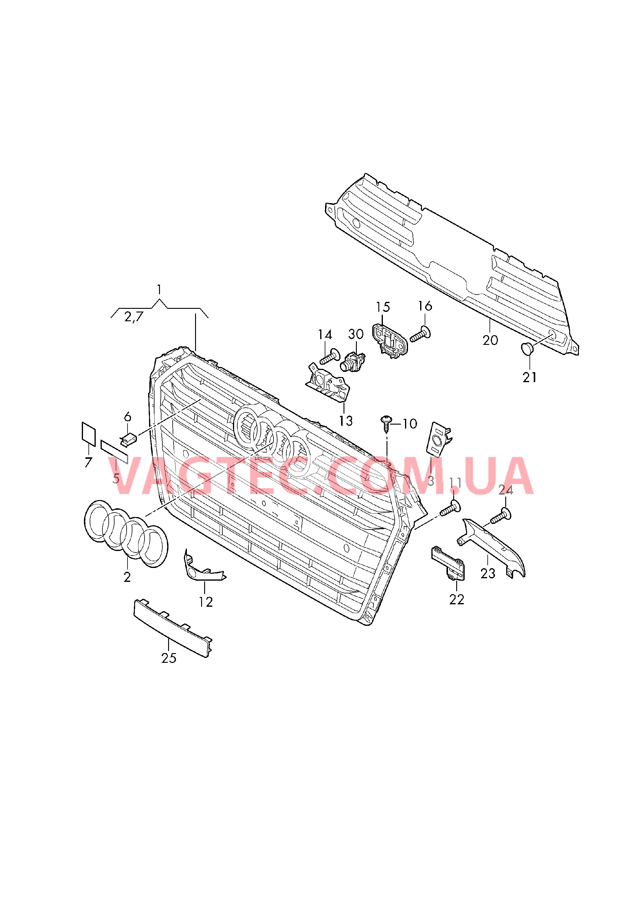 Решётка радиатора  для AUDI A4Q 2016