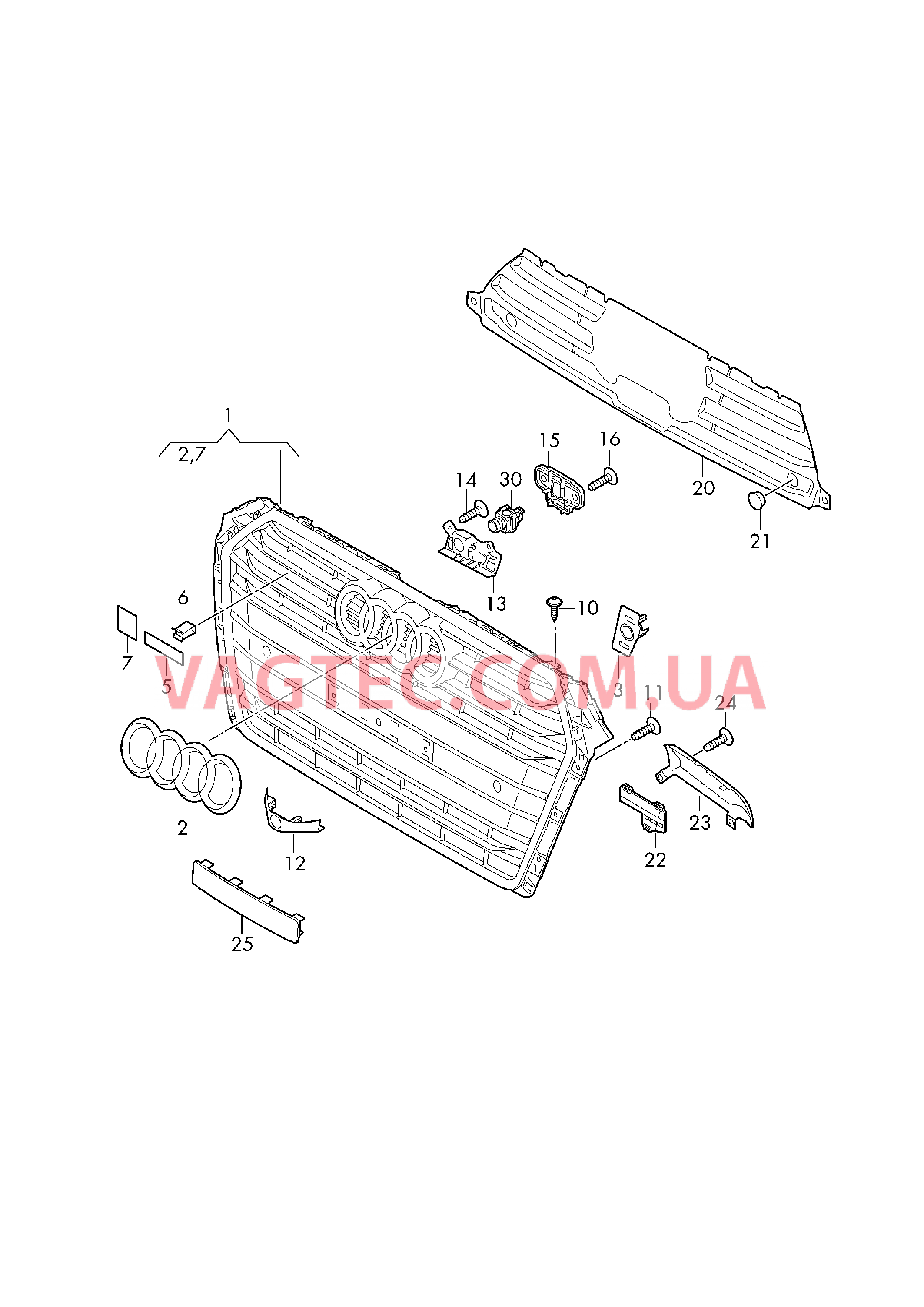 Решётка радиатора  для AUDI A4 2019