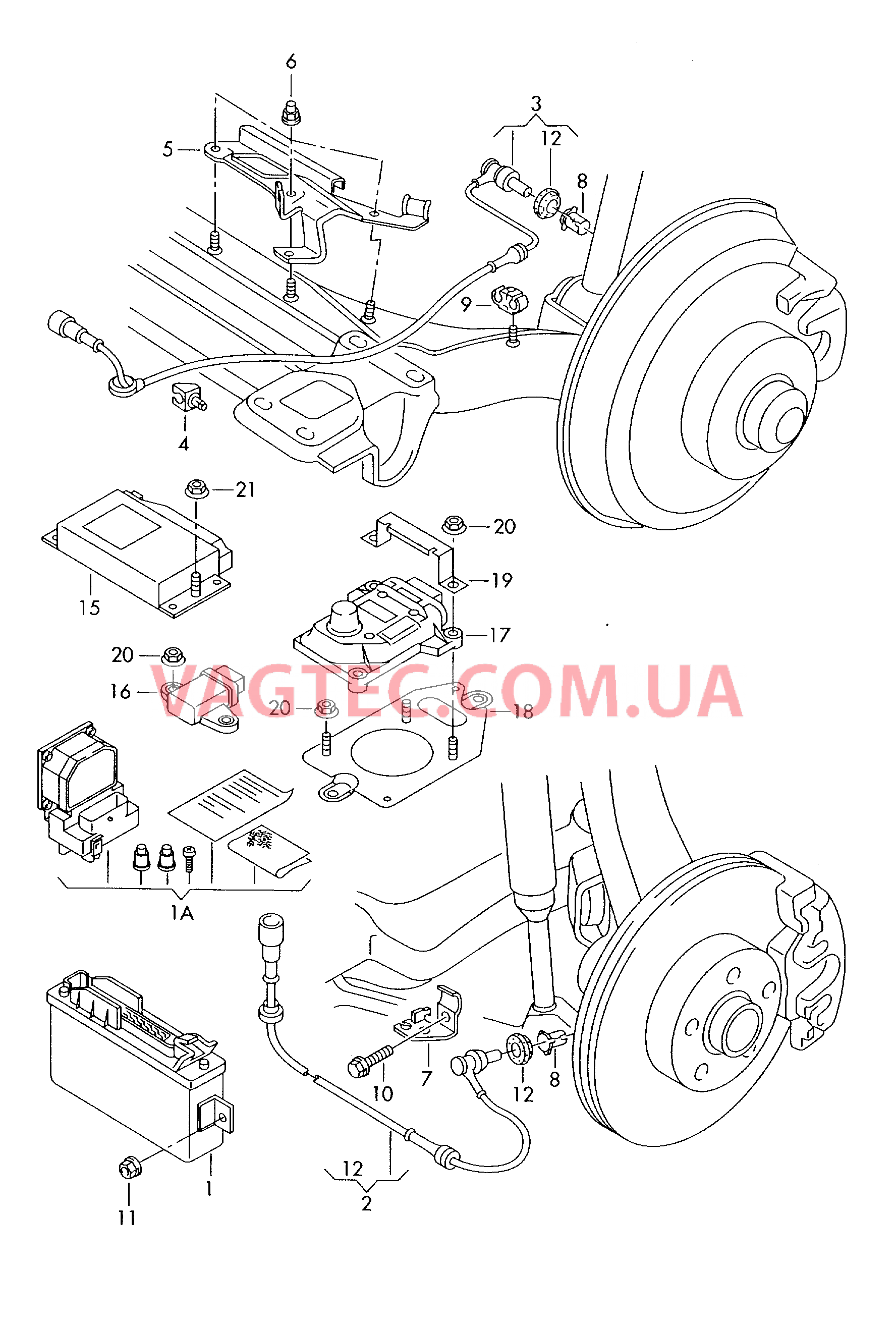  AUDI A4 Cистема                 -ABS- Блок управления ABS  Датчик числа оборотов Электронная система поддерж. курсовой устойчивости   -ESР-  для AUDI A4 2001